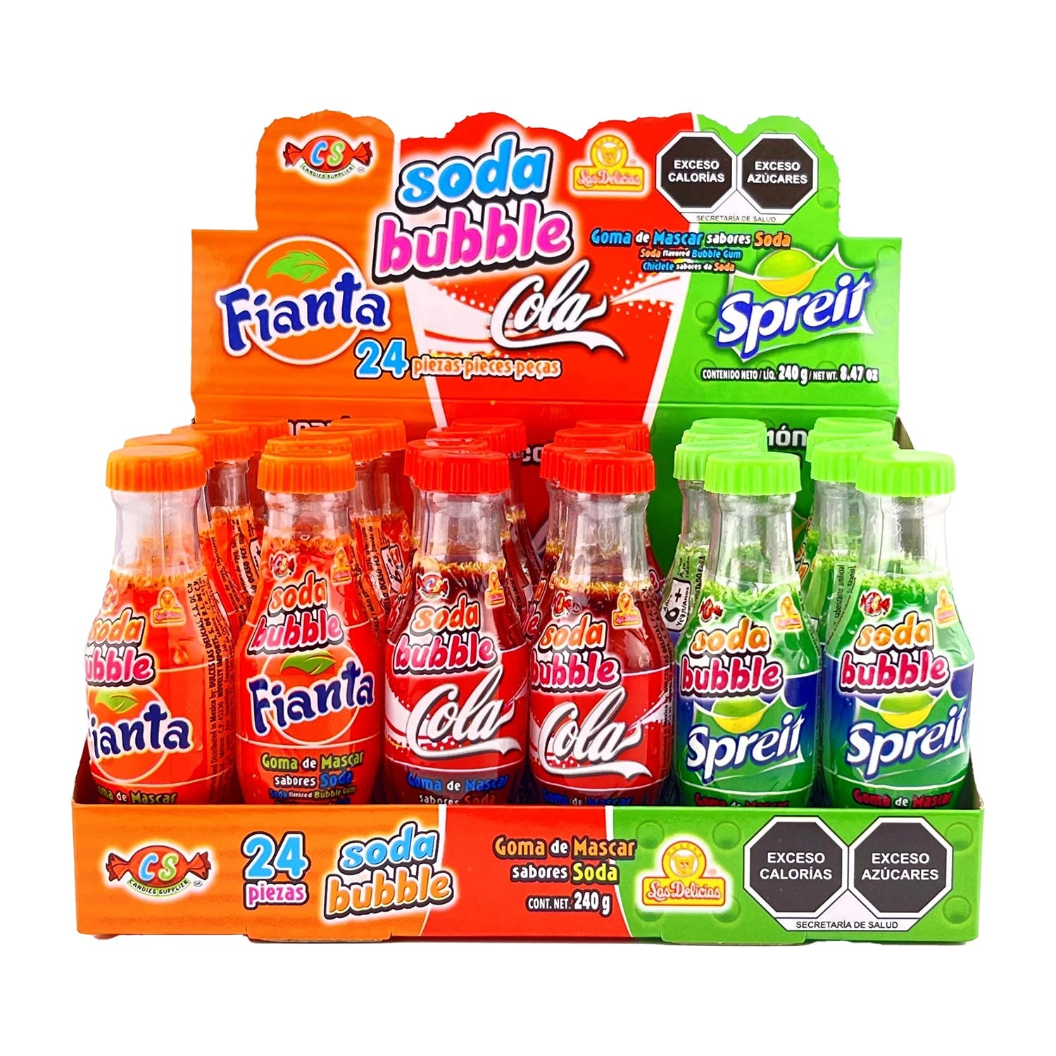 Las Delicias Soda Bubble Candy - 24 Count Box | Mexican Sweet Treats for Parties, Gifts & Snacking