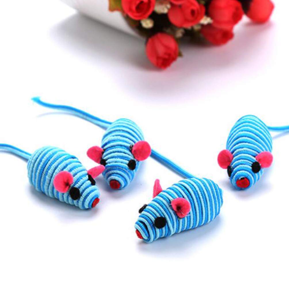 TEHAUX 6PCS Elastic Rope Cat Toy Mice - Interactive Teaser & Chew Toys for Small, Medium & Large Cats (Random Colors) - Perfect for Playtime, Exercise & Dental Health