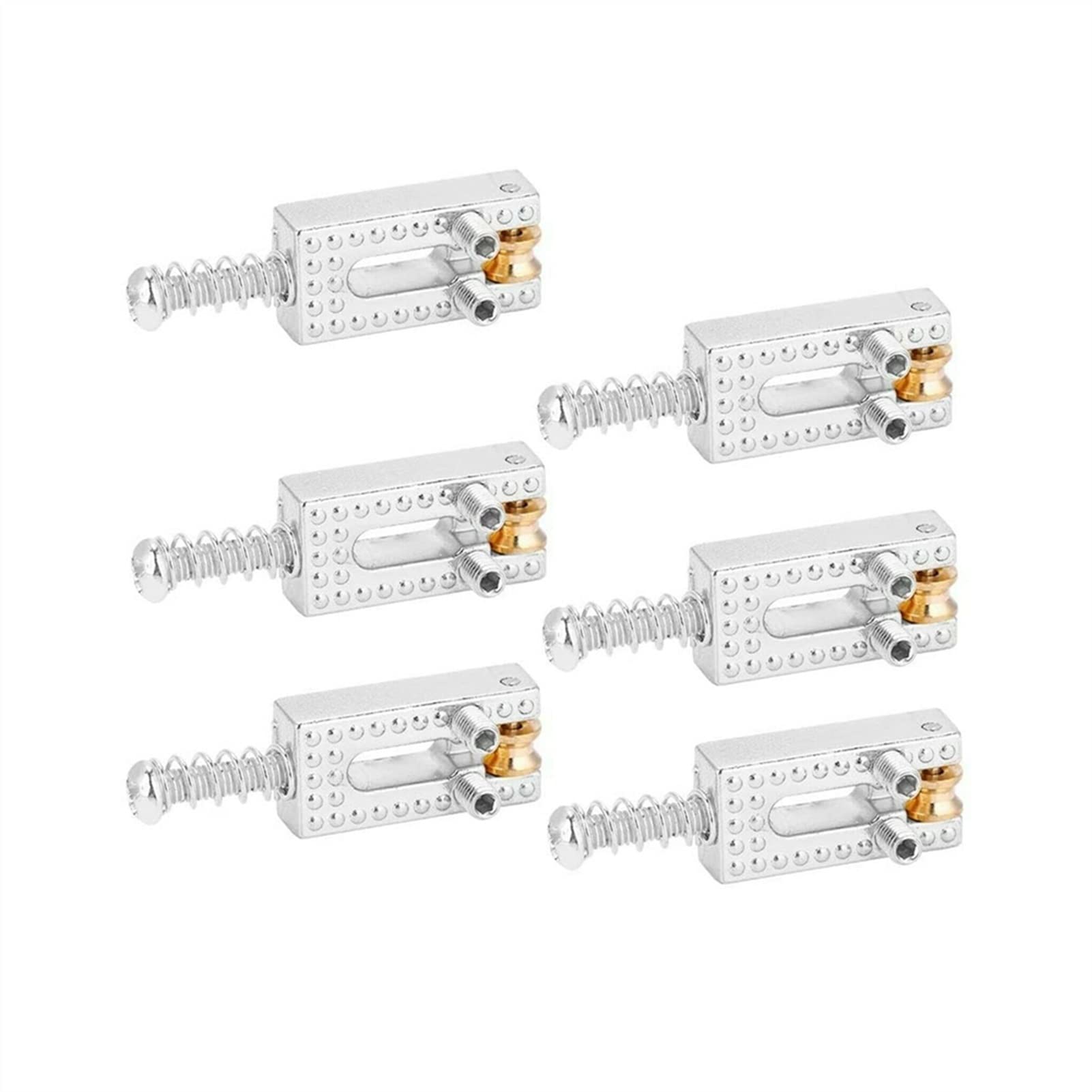 6Pcs Electric Guitar Roller Bridge Tremolo Saddles - Chrome Replacement Parts for Fender Stratocaster Style Guitars - Perfect for Smooth Vibrato & Reduced String Friction (Stage & Studio Use)