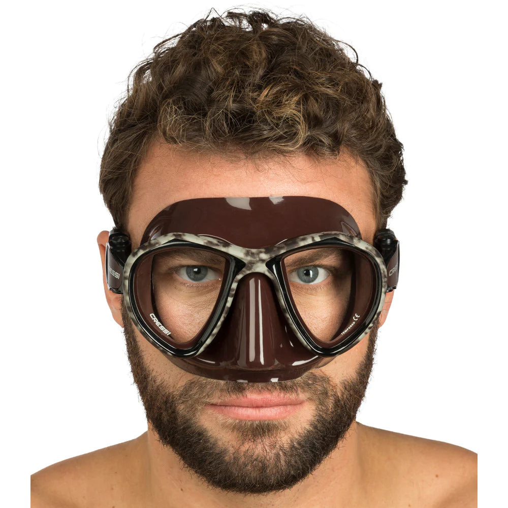 Cressi Metis Brown Hunter - Premium Spearfishing Mask for Comfort & Clarity - Ideal for Scuba Diving, Snorkeling, and Underwater Hunting Adventures