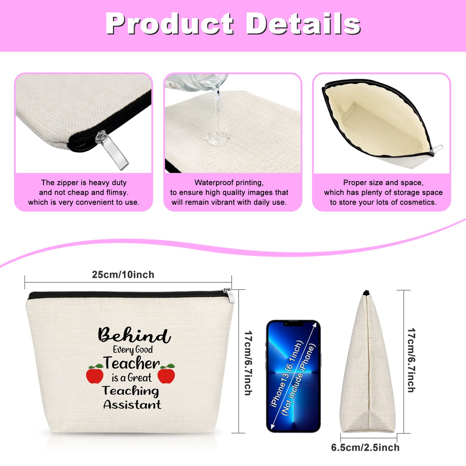 Teacher Appreciation Gift Makeup Bag for Women - Perfect for Teaching Assistants & Professors