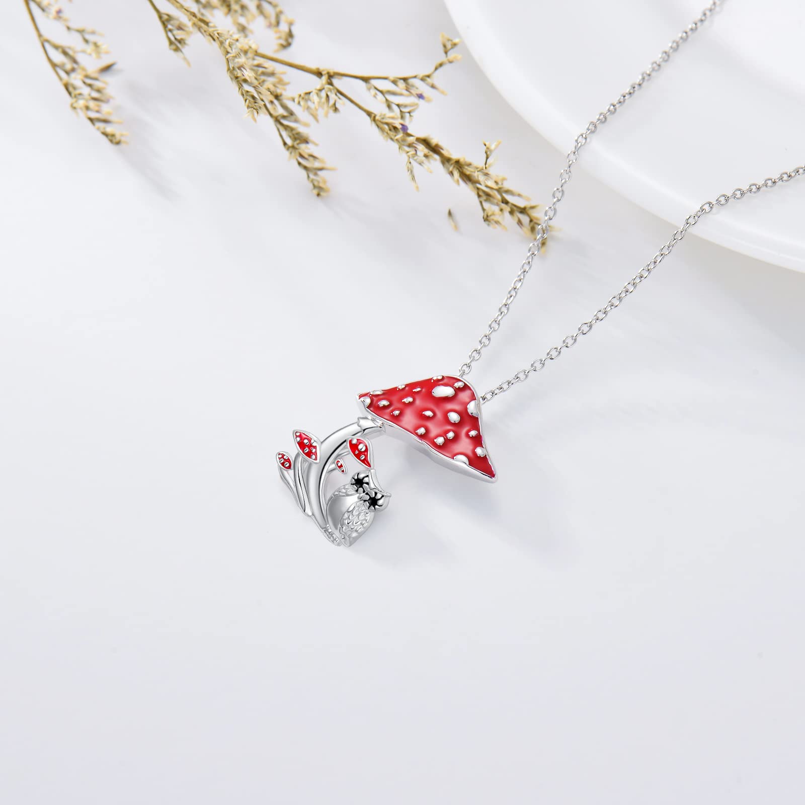 925 Sterling Silver Mushroom Frog Necklace - Cute Botanical Jewelry Gift for Women, Wife, Girlfriend, Sister | Birthday, Anniversary, Valentine's Day Present | Perfect for Nature Lovers, Outdoor Adventures & Boho Fashion
