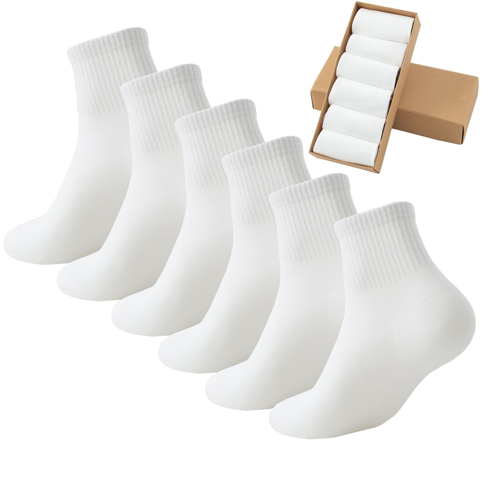 Women's Mini Crew Ankle Socks - 6-Pack Pure Cotton Athletic Casual Socks for Running, Yoga & Everyday Wear | Breathable & Comfortable All-Season Socks