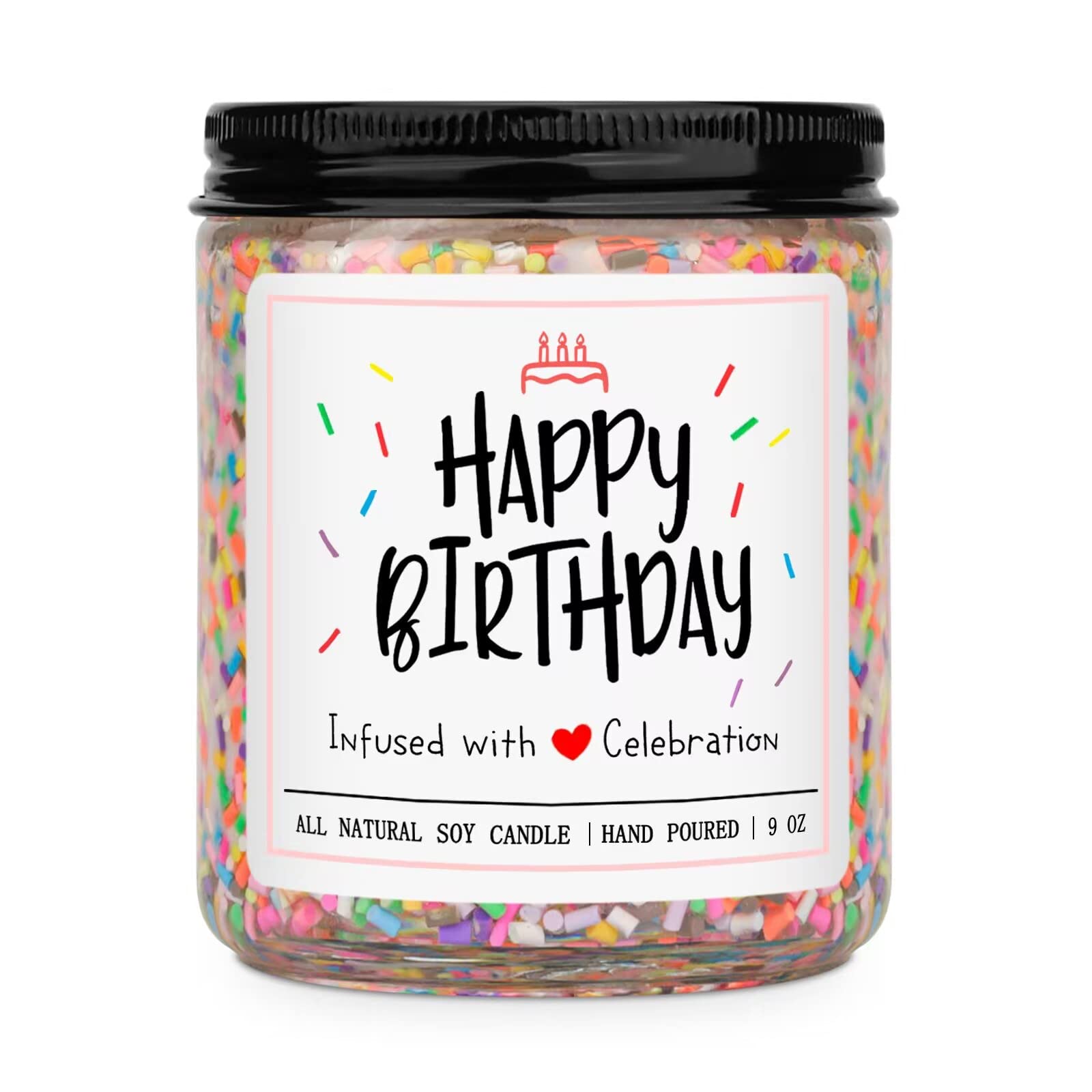 Vanilla Cream Scented Birthday Candles with Sprinkles - Unique Handmade Gift for Women & Men | Best Friend Present, Party Decor, Romantic Home Ambiance