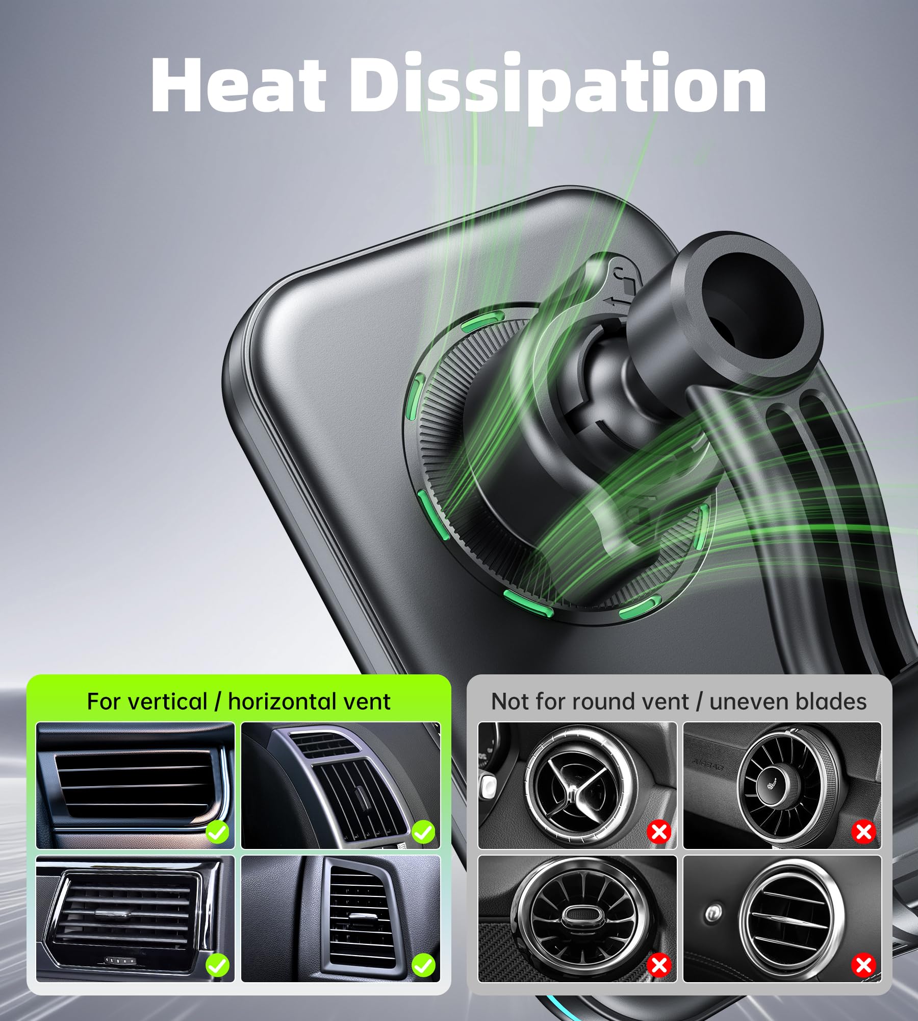 Qi2 15W MagSafe Car Charger Mount - Qi2 Certified Magnetic Wireless Car Phone Holder for iPhone 16/15/14/13/12 Pro Max Plus - Fast Charging Air Vent Mount for Safe Driving & Hands-Free Navigation