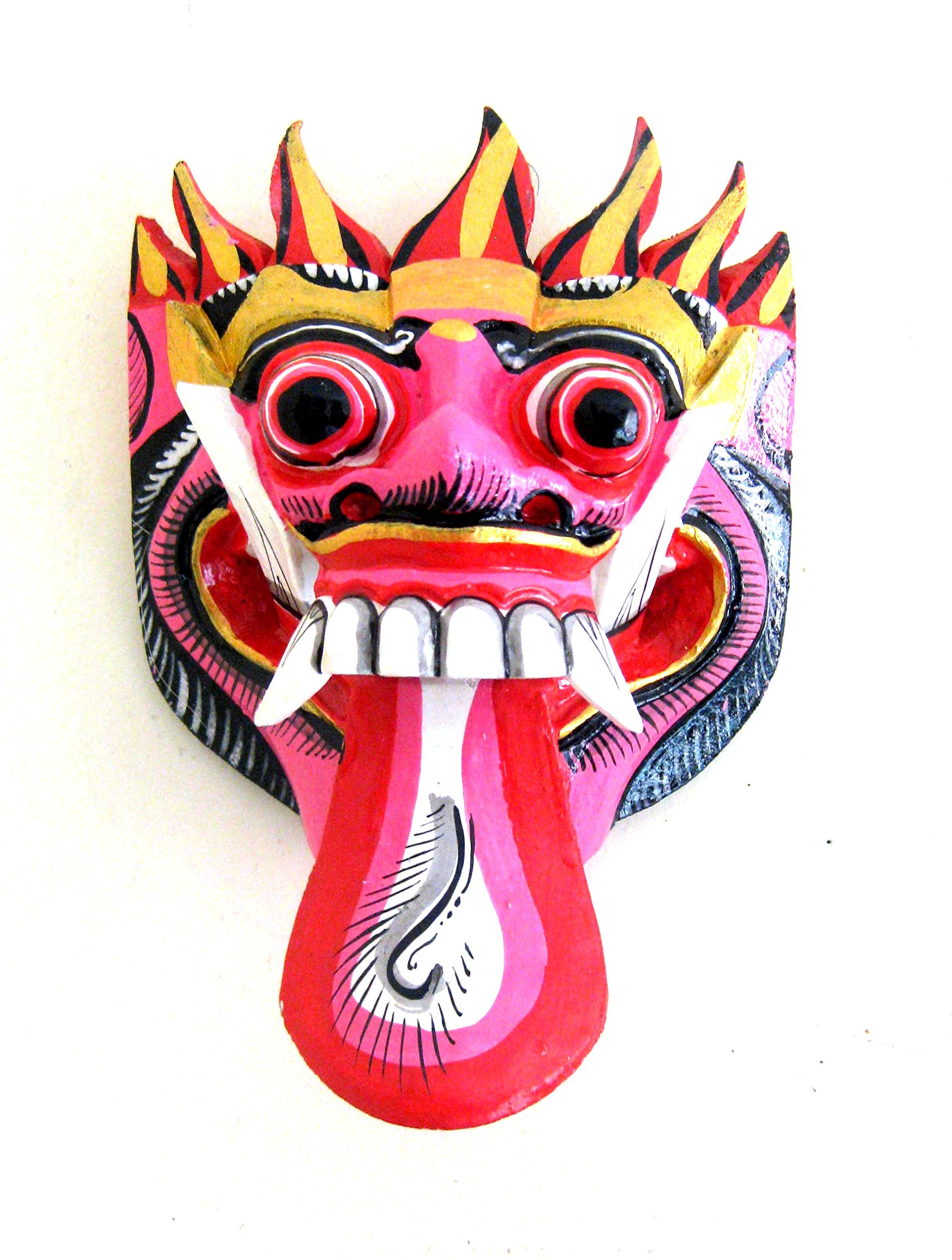 Handcrafted Wooden Barong Mask Wall Hanging - Authentic Balinese Lion Dance Theater Decor for Home Protection & Cultural Display | Perfect for Living Room, Bedroom, or Asian-Themed Interior Design