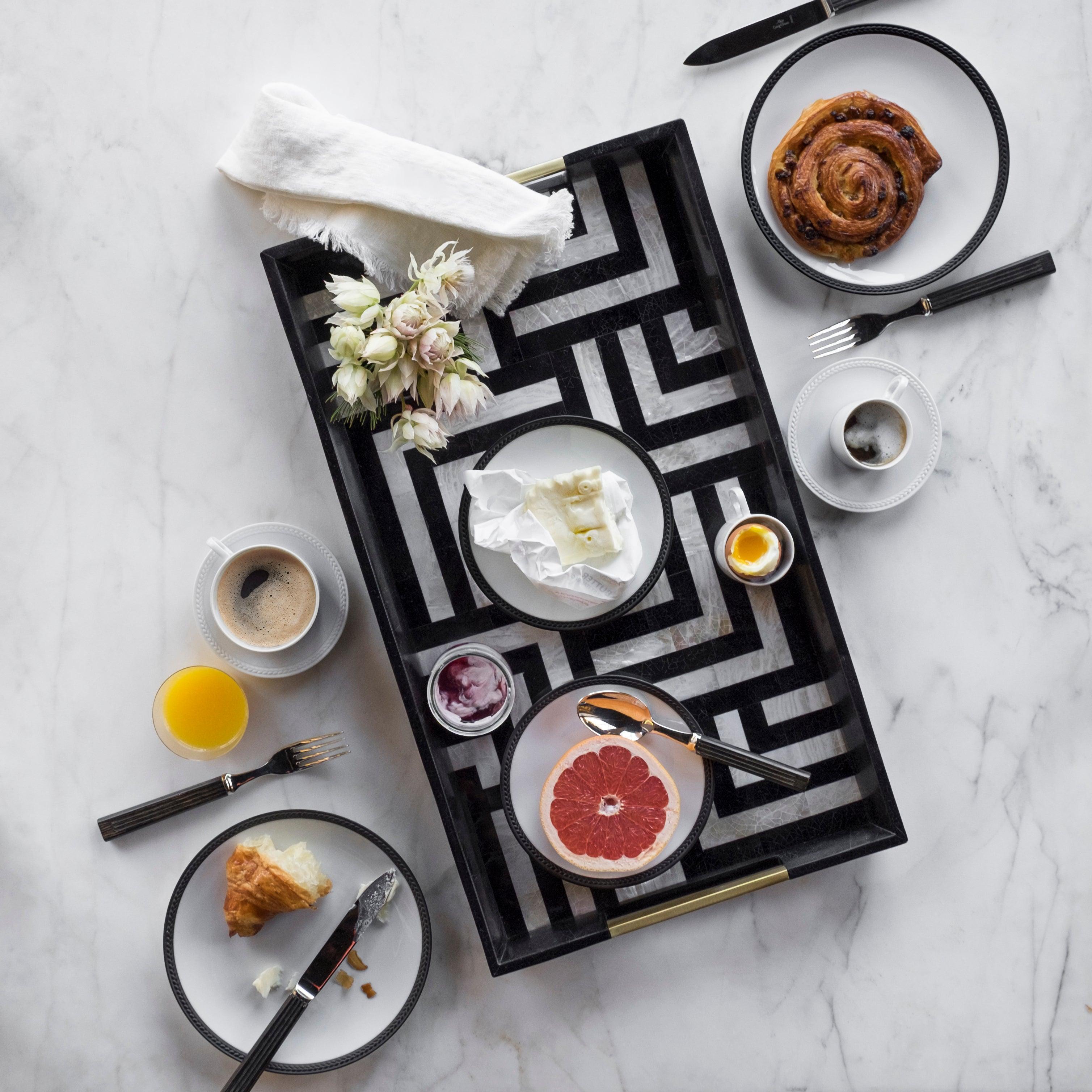Stylish Dédale Rectangular Tray - Modern Serving Tray for Dining, Coffee Table Decor, Kitchen Organization & Bathroom Essentials | Perfect for Entertaining, Home Decor & Gift Giving
