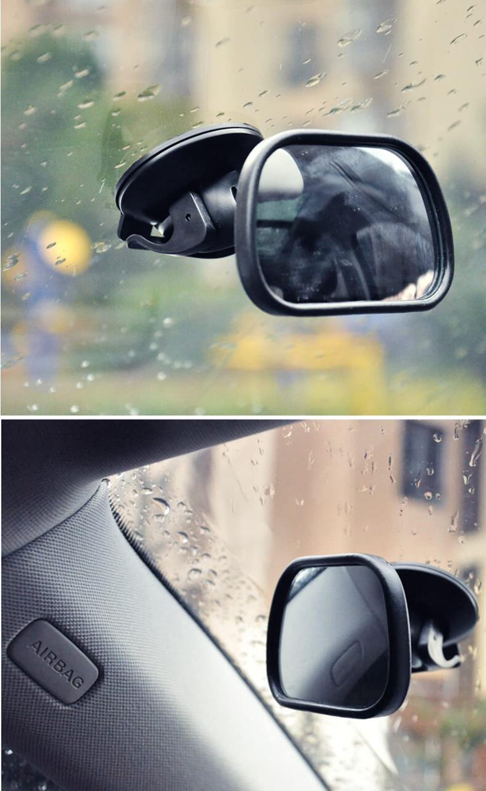 360° Adjustable Shatter-Proof Baby Car Mirror - Black Safety Backseat Mirror for Toddlers & Infants | Acrylic Rearview Suction Cup Mirror for Auto Back Seat | Perfect for Road Trips, School Runs & Safe Driving