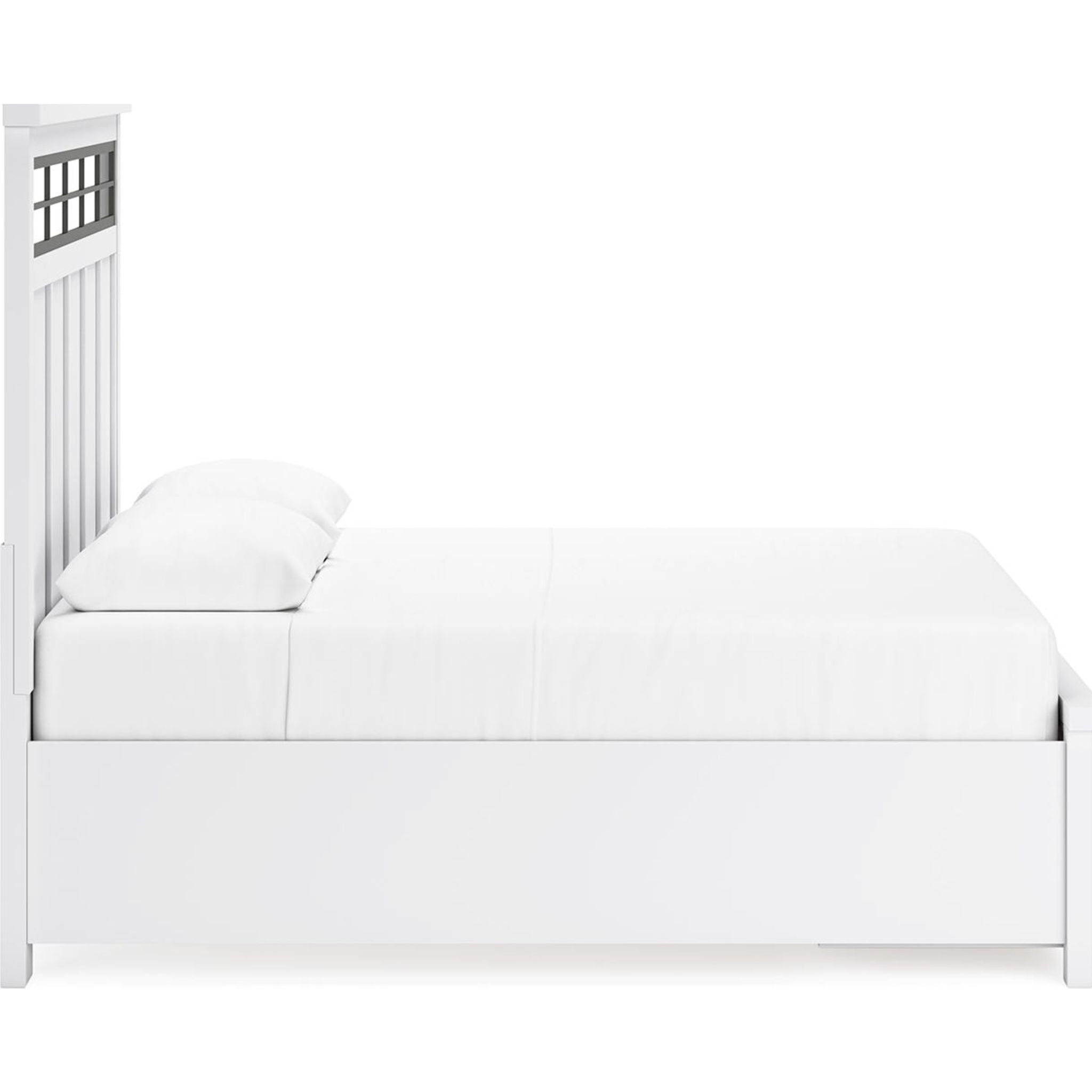 Ashbryn Queen Size Storage Bed Frame with Headboard - White & Natural Finish for Modern Bedroom, Guest Room, or Dorm