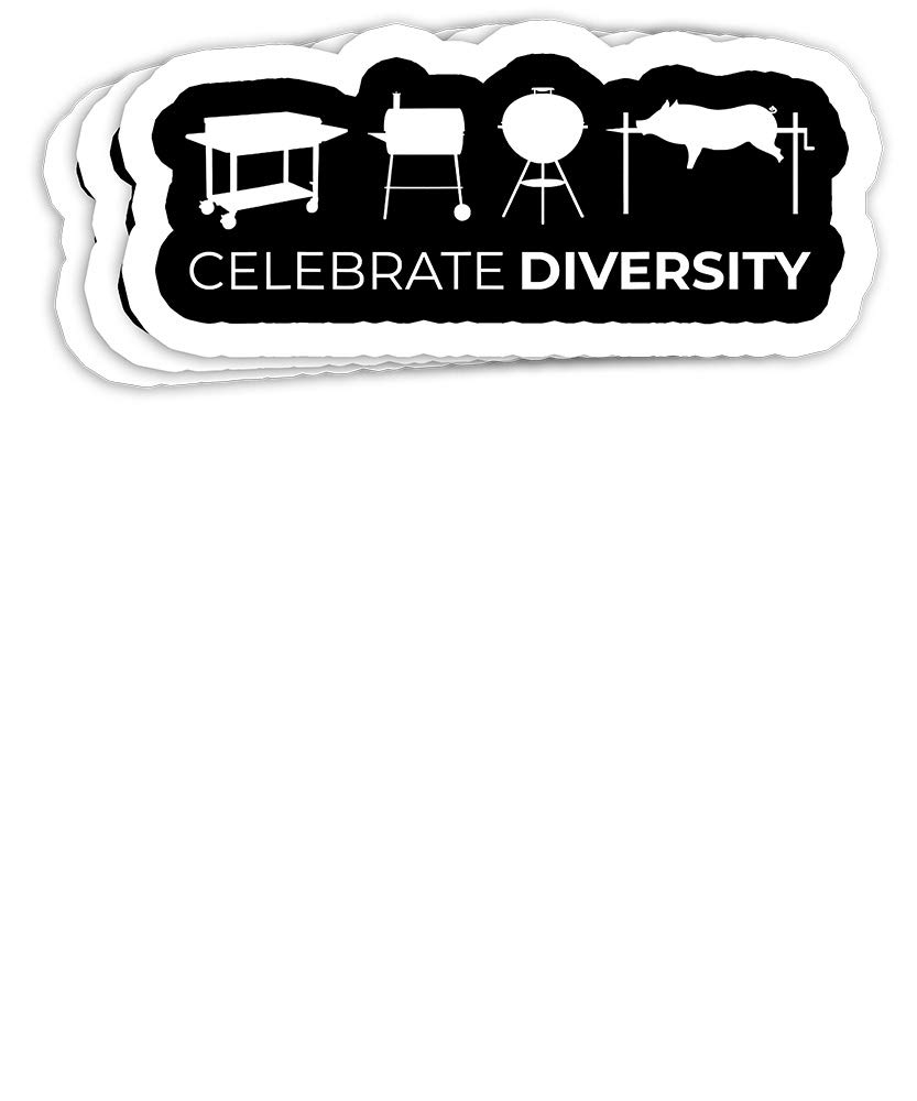 Diverse BBQ Grill & Smoker Vinyl Stickers Set - 4x3 Inch Waterproof Decals for Laptop, Water Bottle, Cooler - Perfect for Outdoor Cooking, Camping & Tailgating Parties (3-Pack)