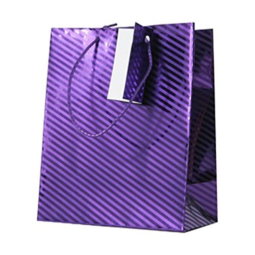 JAM PAPER Premium Purple Foil Gift Bags with Rope Handles - 4.25