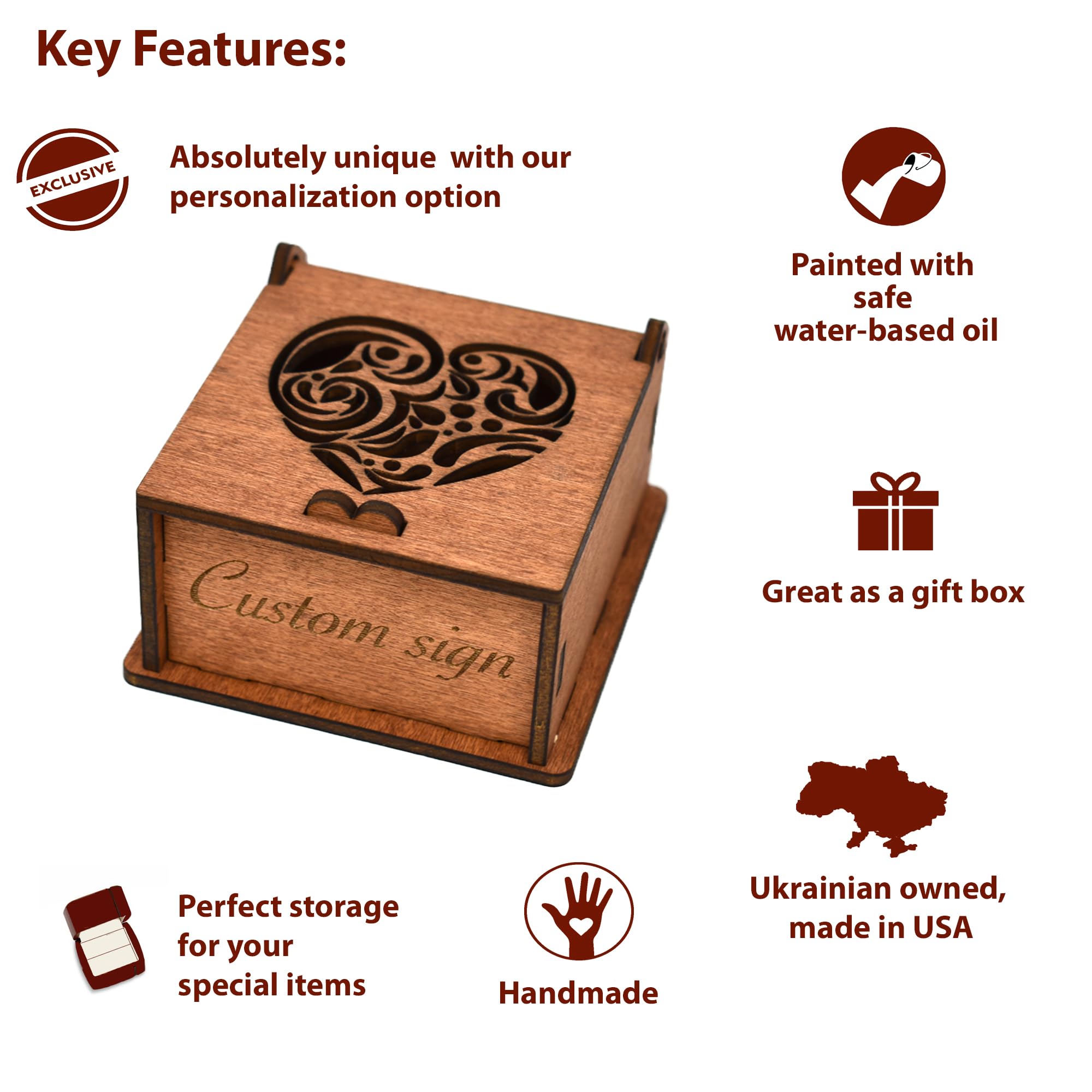 Custom Wooden Keepsake Box - Engraved Wedding & Anniversary Gift for Christmas Eve