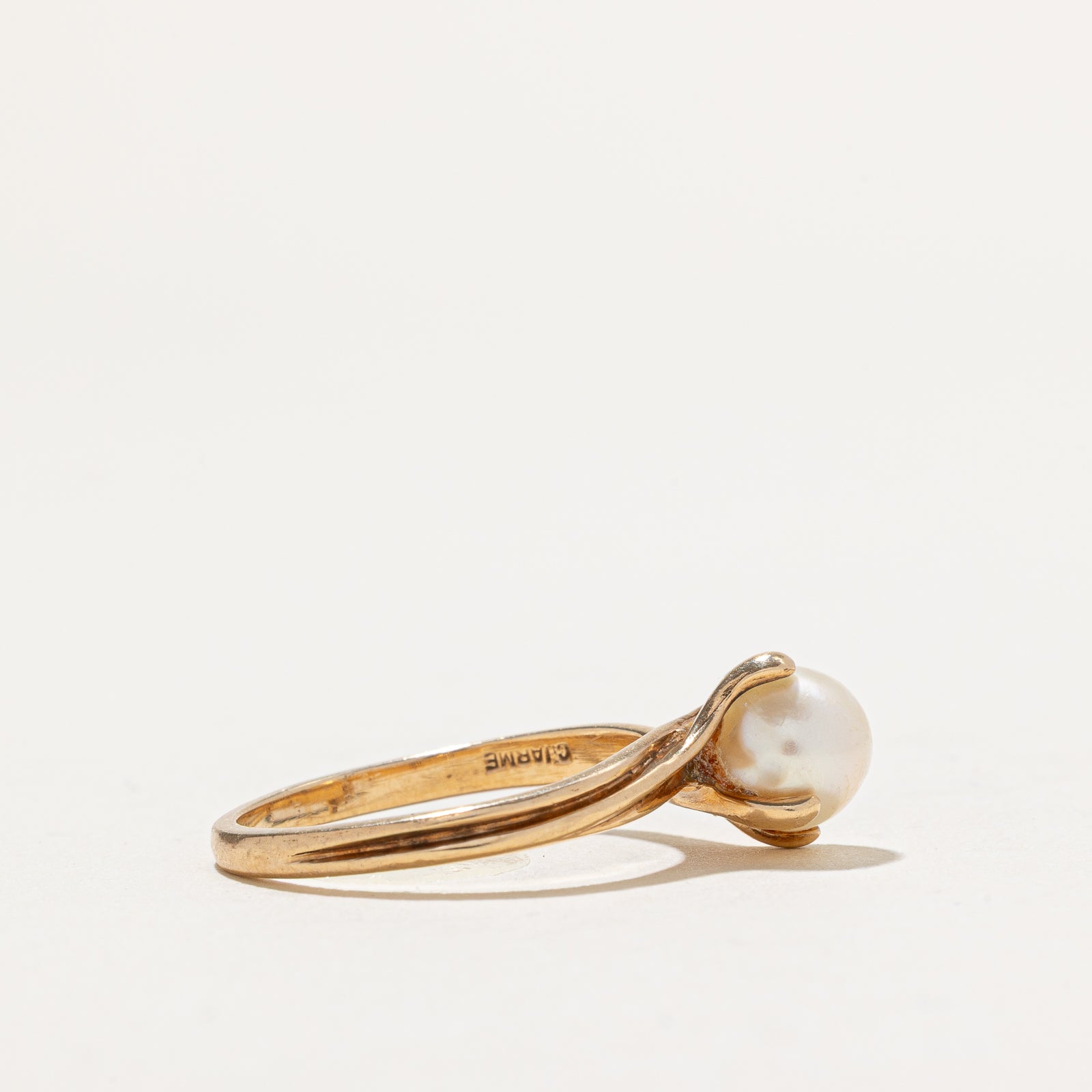 Solitaire Pearl Grooved Ring - Elegant 925 Sterling Silver Ring for Women, Size 6.25 | Perfect for Weddings, Anniversaries & Special Occasions