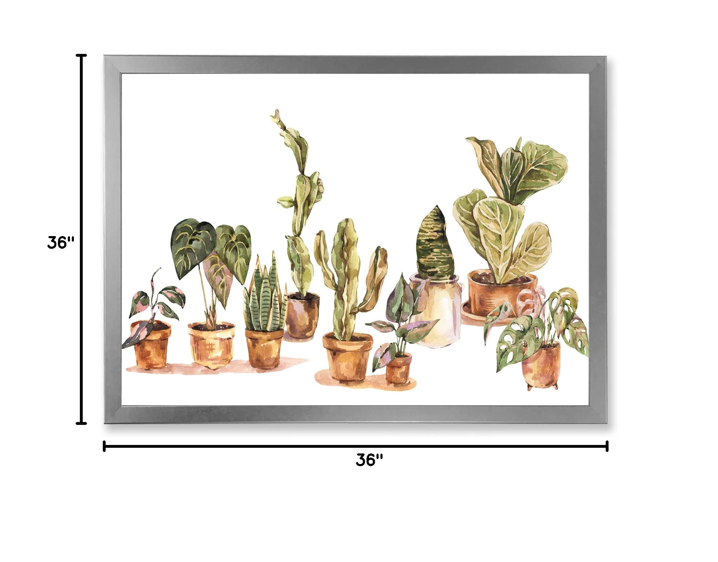 Indoor House Plants & Urban Jungle Traditional Framed Wall Art - Perfect for Home Decor, Living Room, Bedroom & Office