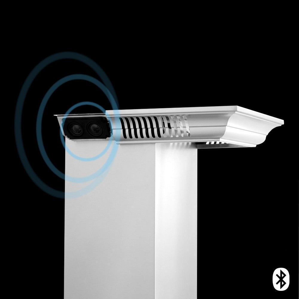 ZLINE Stainless Steel Ducted Vent Wall Mount Range Hood with Built-in CrownSound Bluetooth Speakers (KBCRN BT) - Perfect for Modern Kitchens & Open-Concept Living Spaces