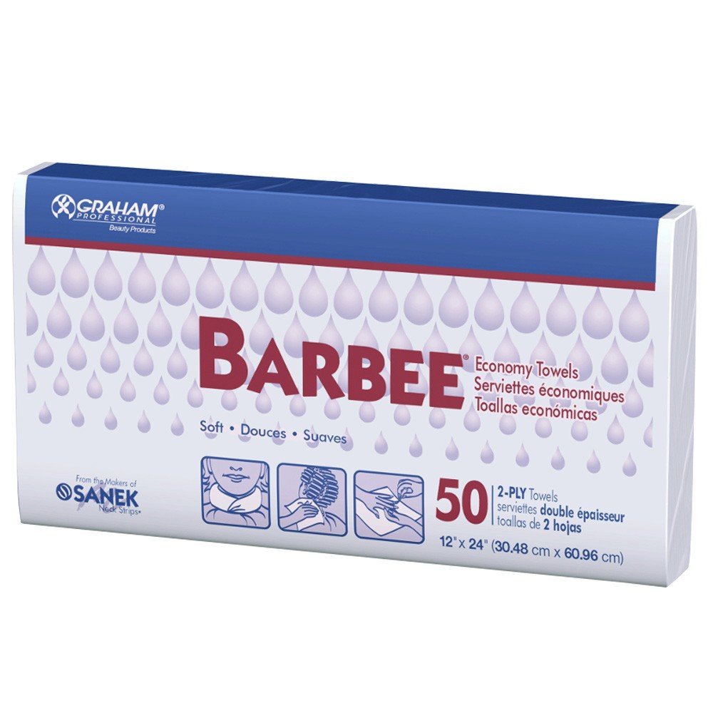 GRAHAM Salon Barbee Super Absorbent 2-Ply Economy Towels & Wipes - 50 Pack (TL-1400) | Professional Salon, Barber, Spa & Home Use Hair Styling & Cleaning Cloths