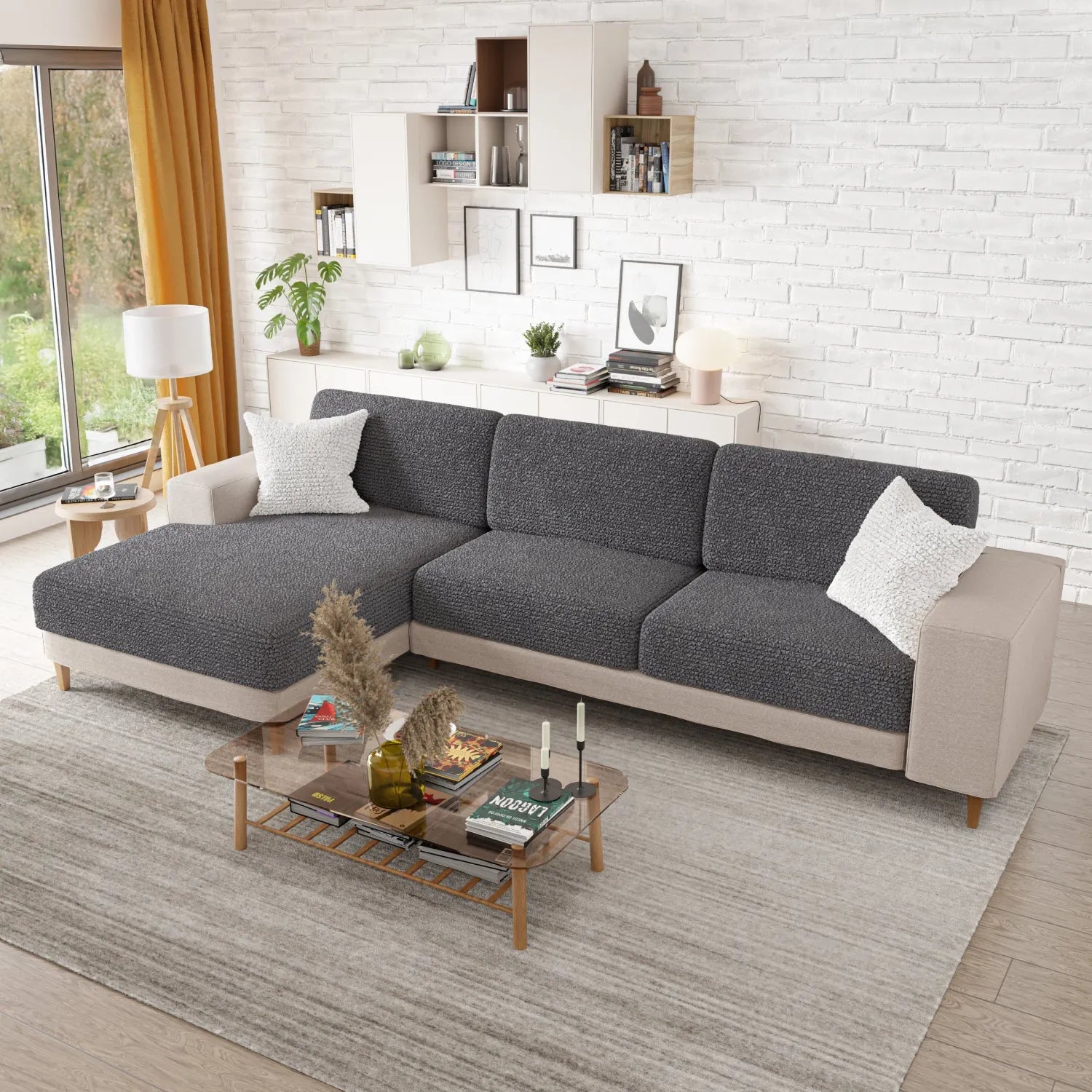 Premium Microfiber Chaise Lounge Seat Cushion Cover - Soft, Durable & Washable - Perfect for Living Room, Patio or Outdoor Furniture Protection
