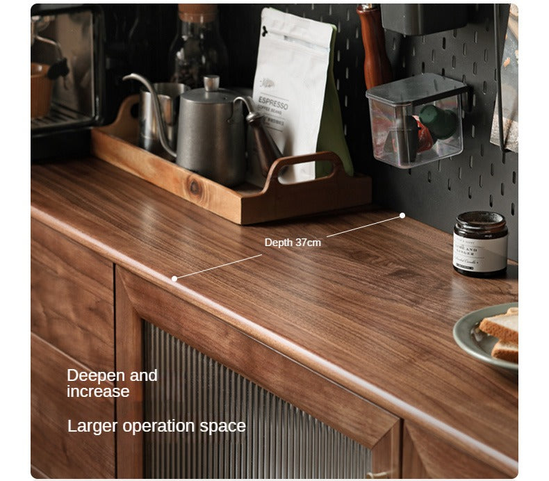 Solid Black Walnut Wood Sideboard Buffet Cabinet - Elegant Dining Room Storage for China, Linens & Entertaining Essentials