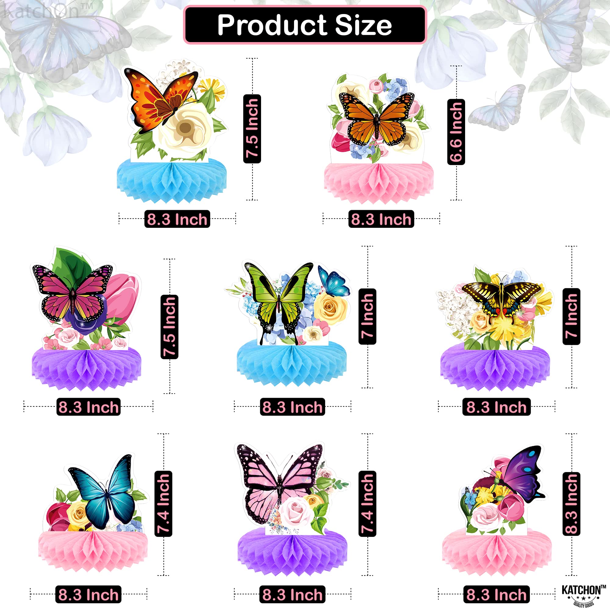 KatchOn 8-Pack Large Honeycomb Butterfly Table Centerpieces - Elegant Party Decor for Birthday, Wedding, Baby Shower | Perfect for Table Decorations, Wall Hangings & Event Backdrops