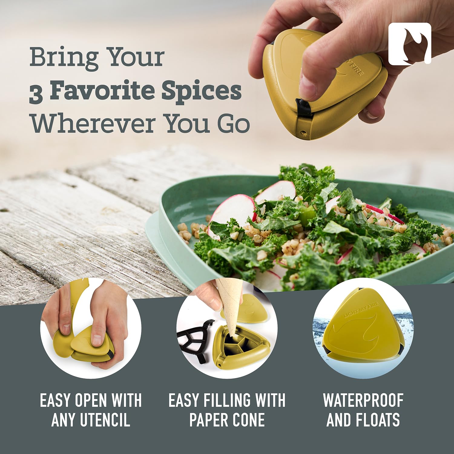 Light My Fire Salt & Pepper Shakers - Compact Travel Spice Kit with BPA-Free Multi Spice Container - Perfect for Camping, Hiking, Picnics & Outdoor Adventures