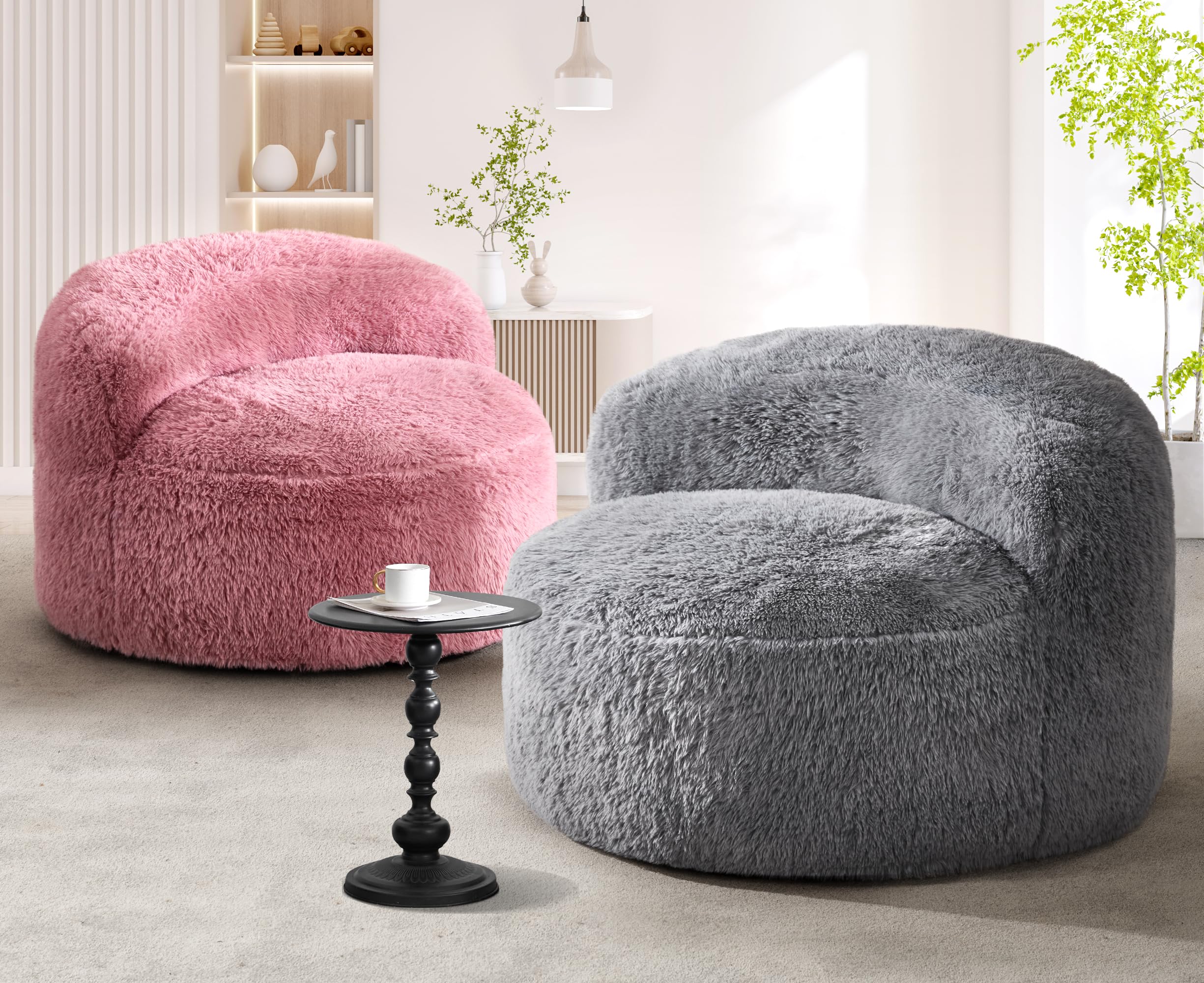 Extra Large Bean Bag Chair for Adults - Giant Foam Filled Lazy Sofa with Stuffed Back Support, Oversized Grey Beanbag - Perfect for Lounging, Gaming & Movie Nights in Living Room or Bedroom