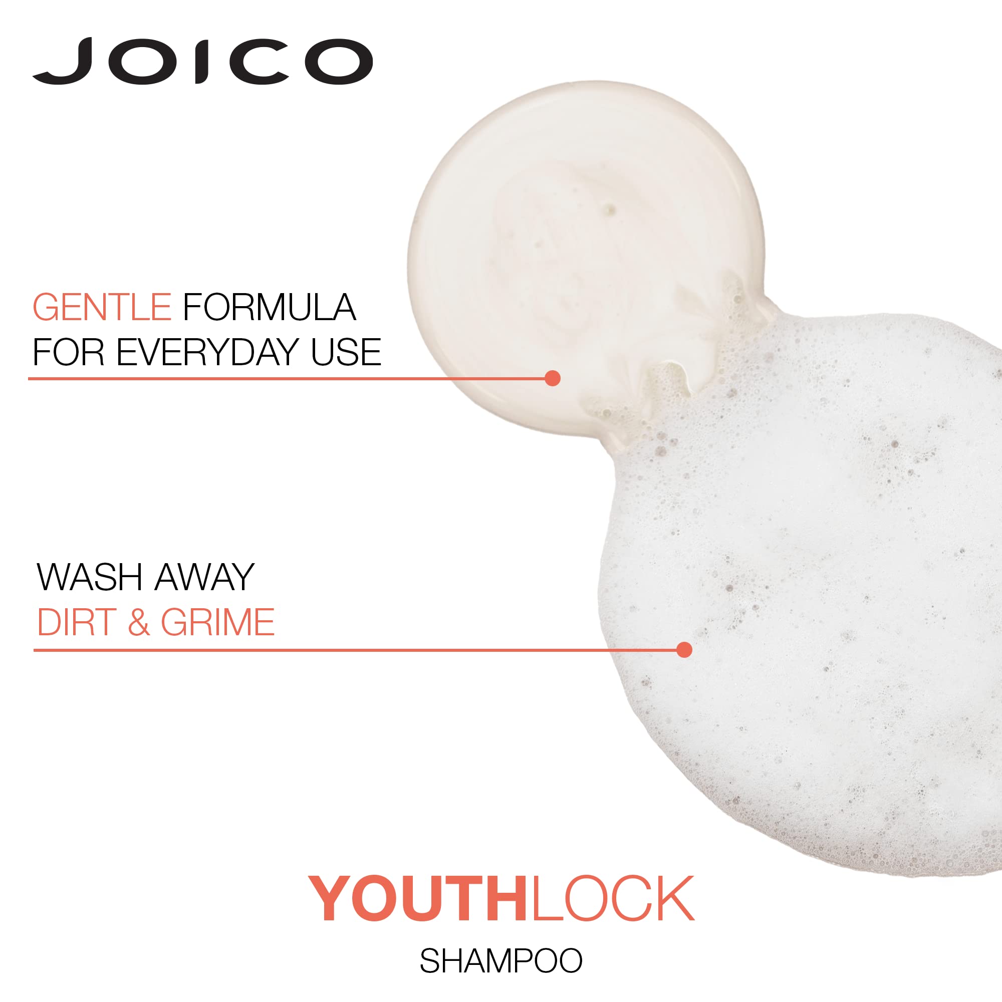 Joico YouthLock Shampoo and Conditioner Set with Collagen & Arginine - Sulfate Free Hair Care for Youthful Body, Reduced Breakage & Frizz - Softens, Detangles & Boosts Shine - Perfect for Dry, Damaged Hair at Home or Salon Use
