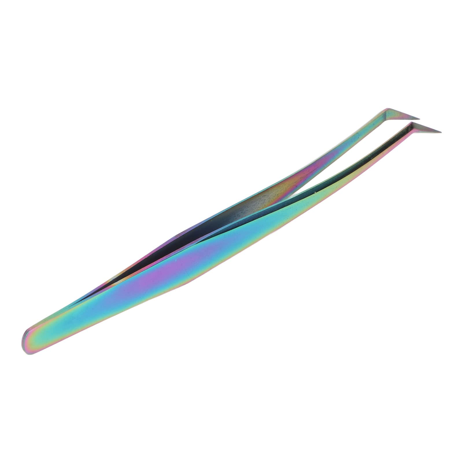 Professional Stainless Steel Eyelash Extension Tweezers - Comfortable Grip, Lightweight & Durable for False Lashes - Perfect for Salon & Home Use (Long Oblique Tweezer)