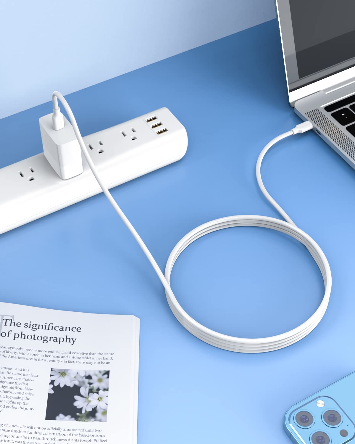 30W USB C Fast Charger for MacBook Air & iPad Air 4 - PD 3.0 Quick Charge with 6ft USB C to C Cable | Perfect for Home, Office & Travel Charging