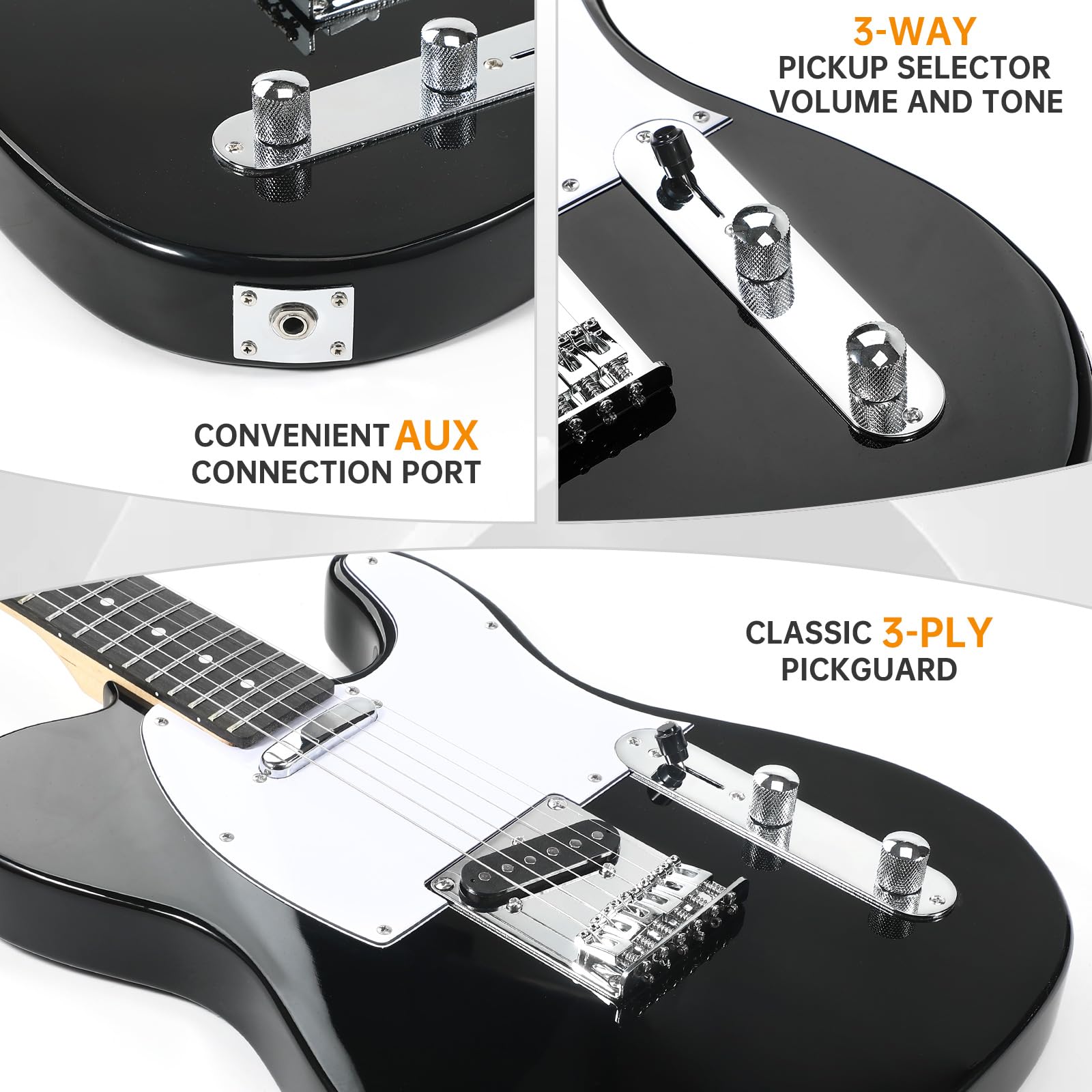 39 Inch Full Electric Guitar Kit with Amp, Strings, Strap, Digital Tuner, Picks, Gig Bag, Cable & Tremolo Bar - Perfect for Beginners, Christmas & Thanksgiving Gifts (Black) - Ideal for Home Practice, Live Performances & Music Learning