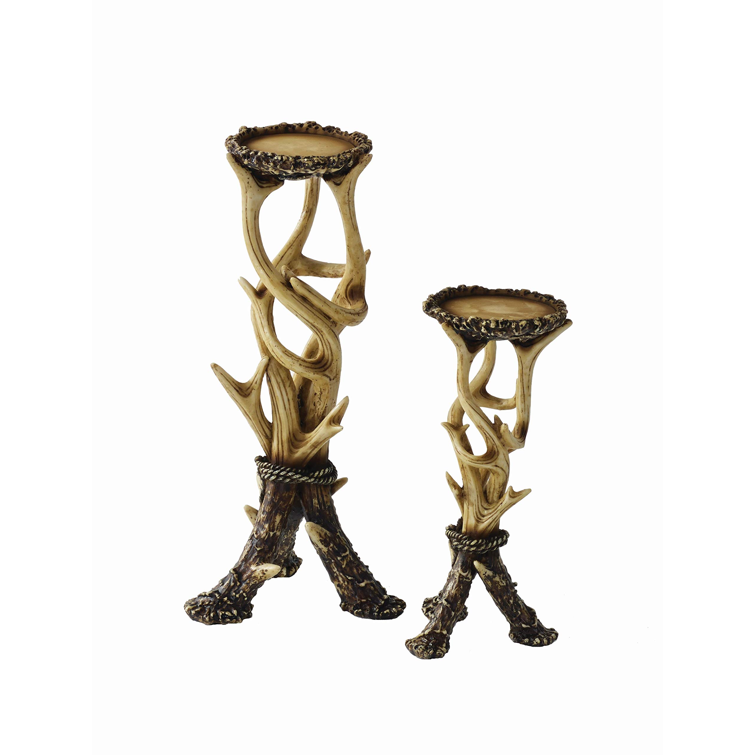 Set of 2 Realistic Deer Antler Candle Holders 5.4