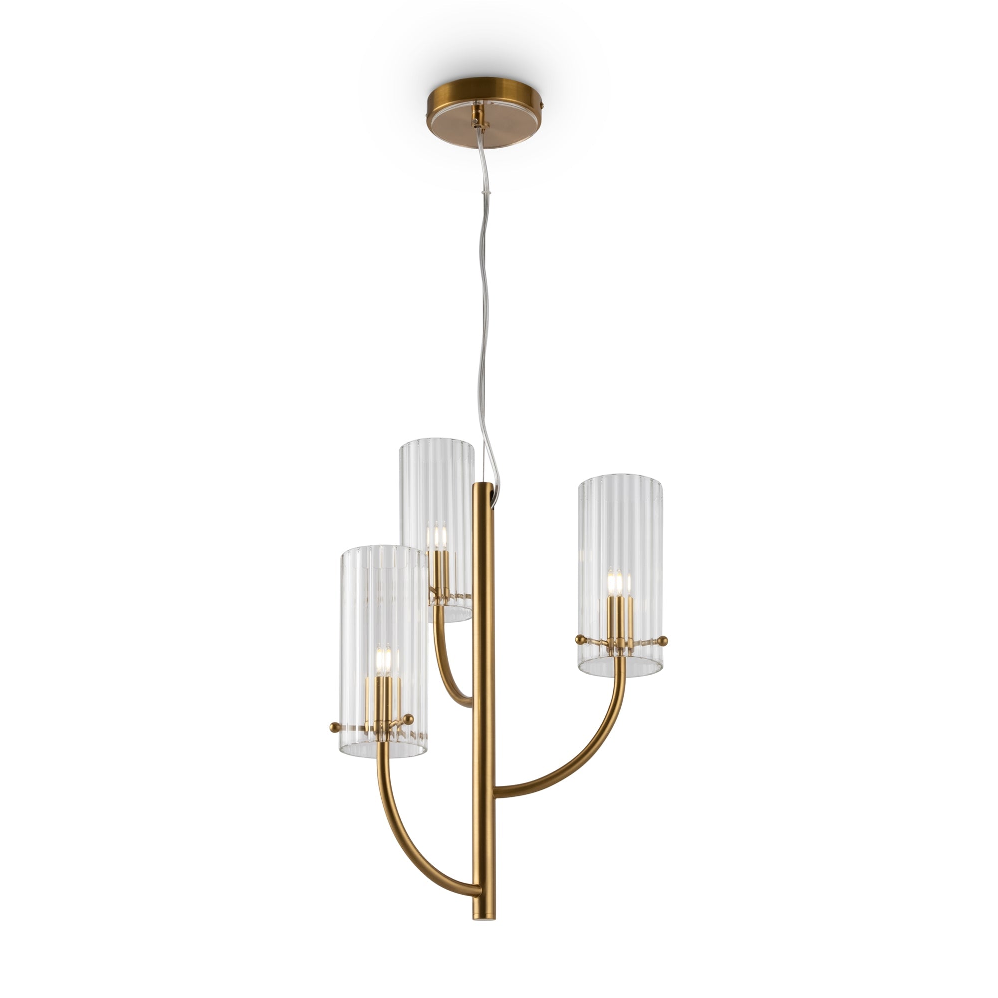 Arco 3Lt Center Ceiling Light in Brass Finish - Modern Dining Room & Living Room Lighting Fixture