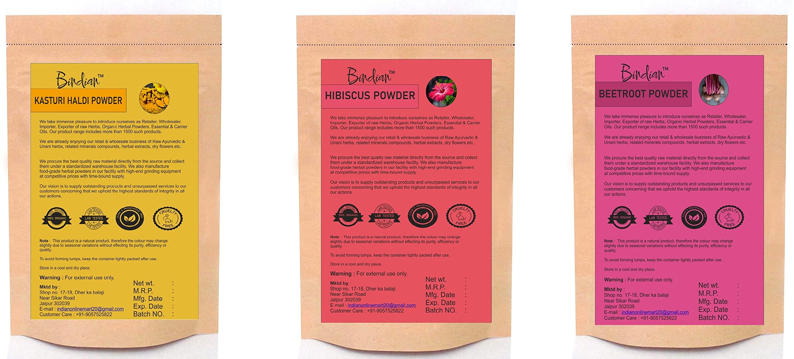 100% Pure Organic Kasturi Turmeric Powder, Hibiscus Powder, Beetroot Powder - 50g Each for Face Mask, Skin Care, Deep Pore Cleansing & Natural Glow | DIY Beauty, Spa Treatment, Ayurvedic Skincare Routine