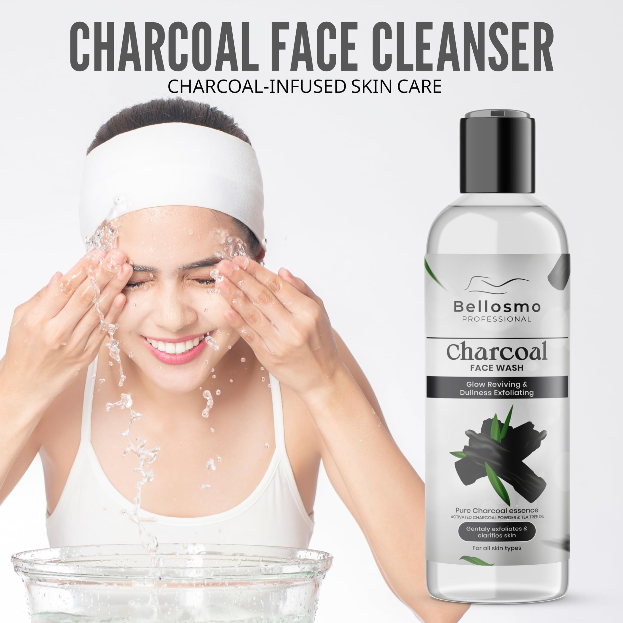 Bellosmo Professional Charcoal Face Wash for Deep Pore Cleaning - Acne & Pimple Treatment for Oily Skin | Detoxifying & Dirt-Removing Facial Cleanser | Perfect for Daily Skincare & Deep Cleansing Routine