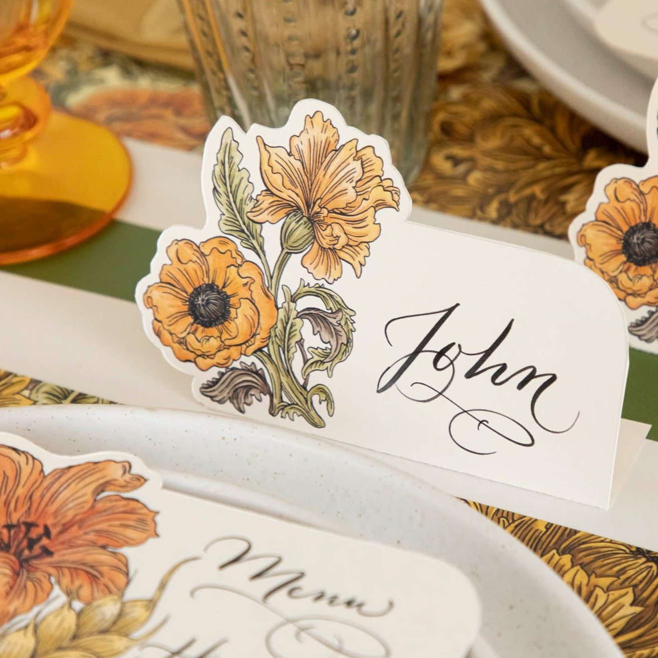 Elegant Autumn Acanthus Place Cards for Wedding, Thanksgiving & Dinner Parties - Premium Name Card Holders for Table Setting Decor