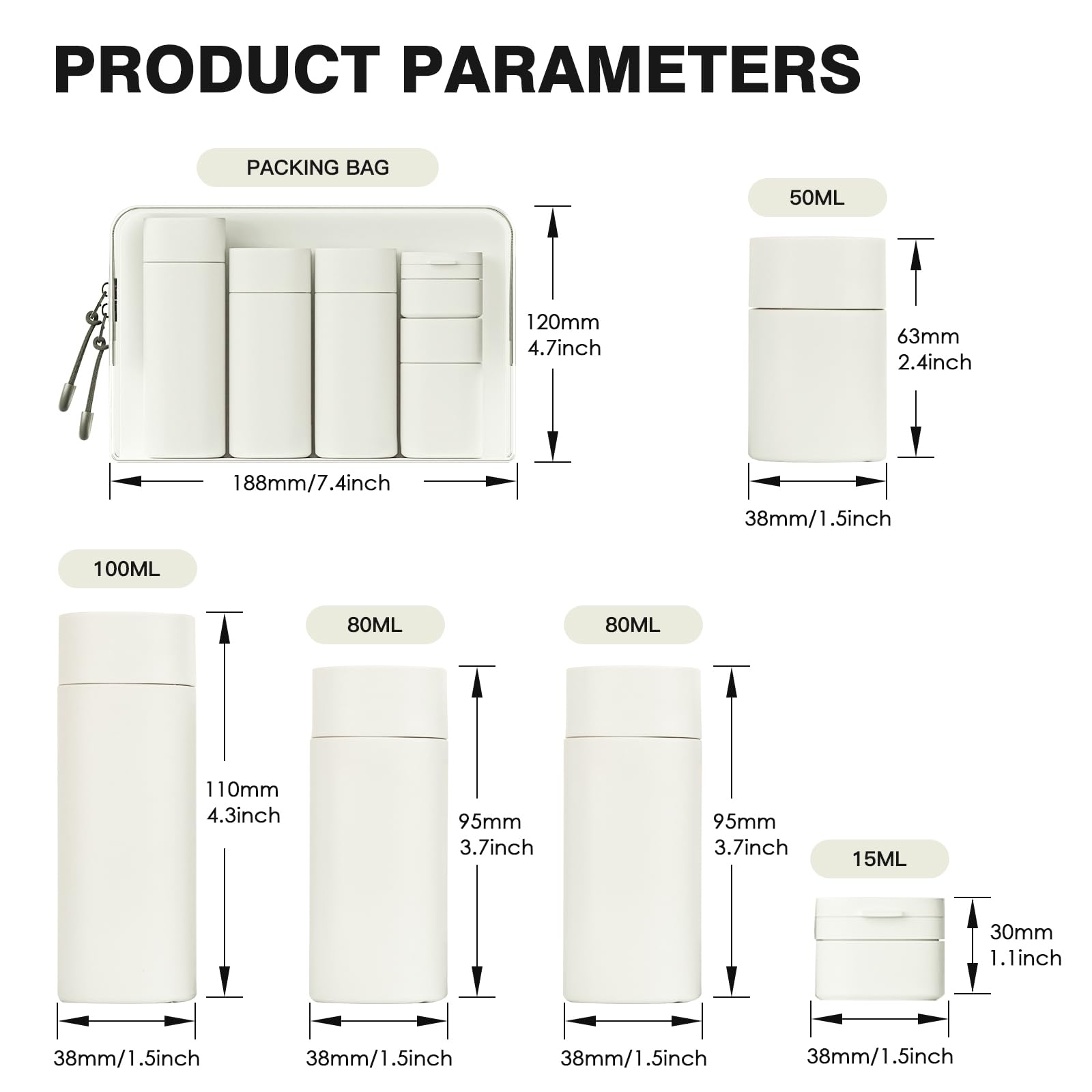 TSA Approved 5-Pack Leak Proof Travel Bottles for Toiletries - Refillable Shampoo & Conditioner Containers with Clear Toiletry Bag - Perfect for Air Travel, Gym, Camping & Vacation Essentials