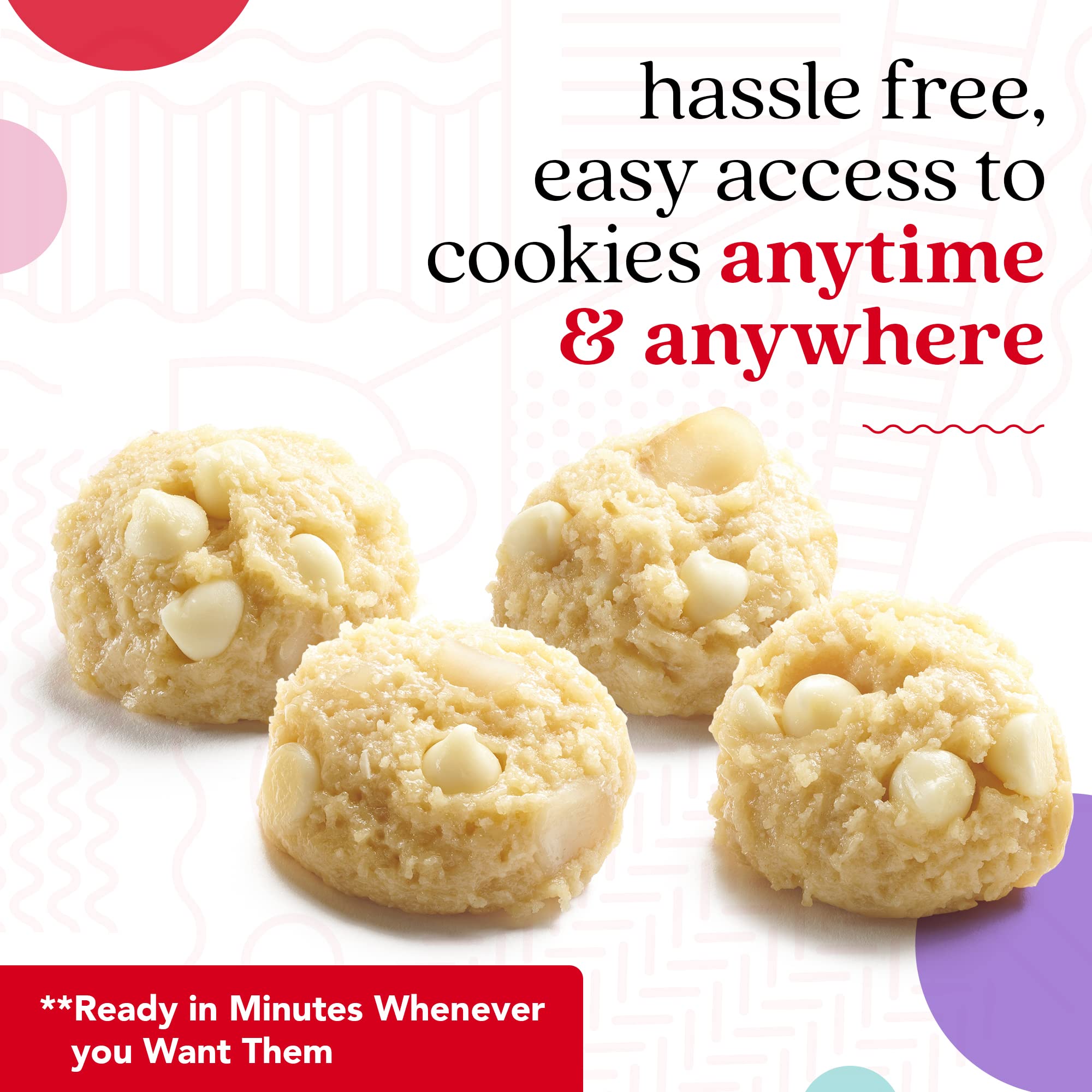 David's Cookies Preformed Frozen Macadamia White Chocolate Chip Cookie Dough - 80 Count Bulk Pack for Baking, Parties & Gifting