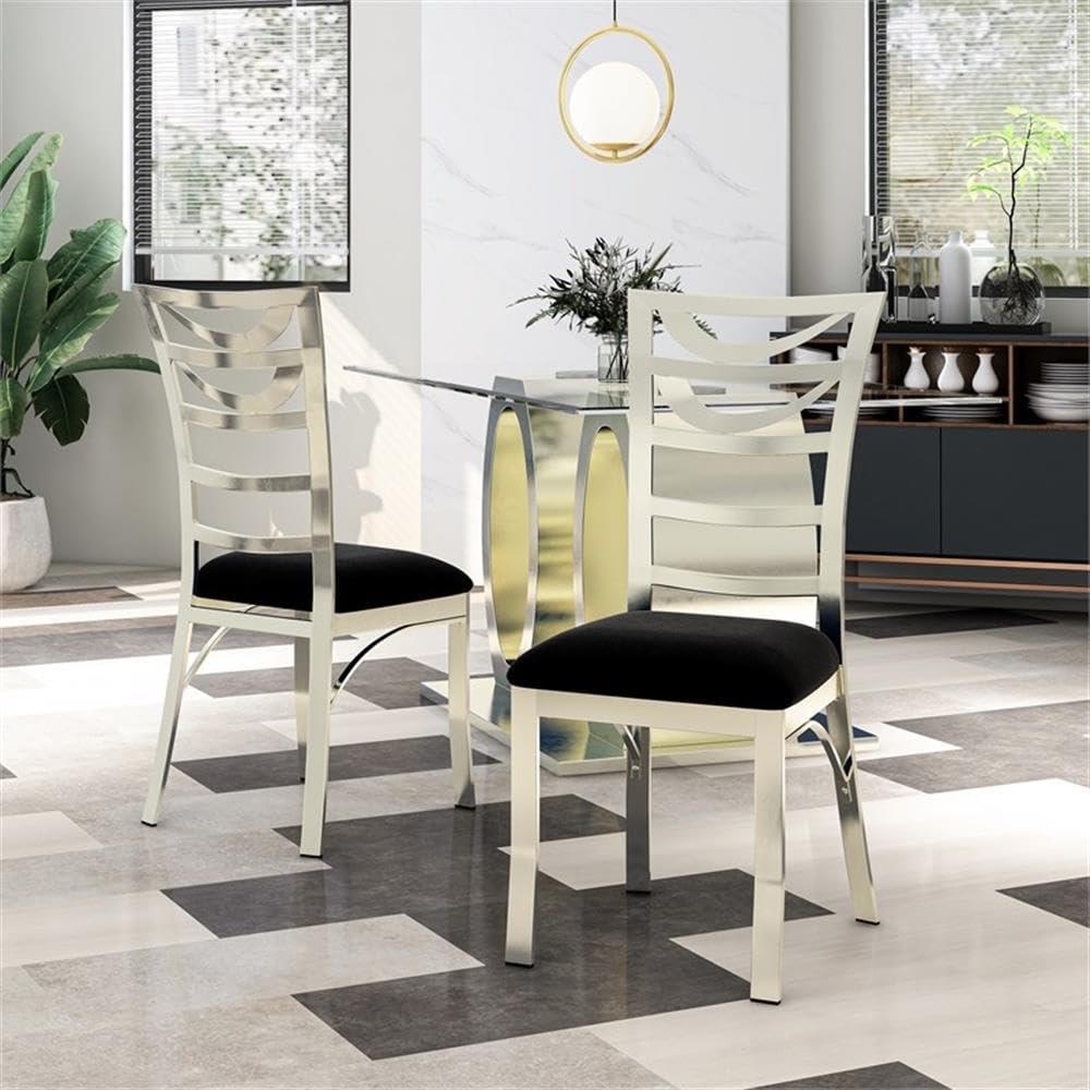 Furniture of America Catarina Metal Ladder-Back Dining Chairs, Set of 2 - Modern Kitchen & Dining Room Seating for Home, Restaurant, or Cafe