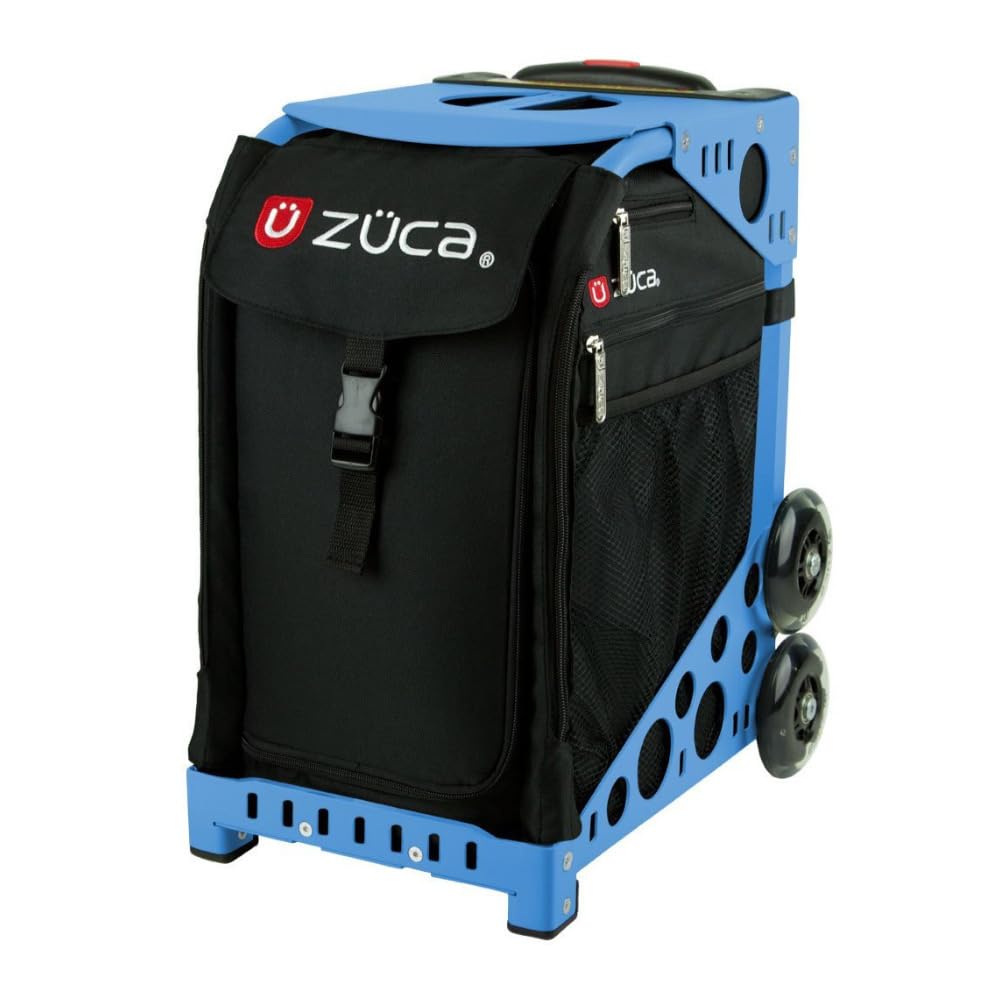 ZUCA Rolling Backpack with Obsidian Insert & Blue Frame - Flashing Wheels for School, Travel, and Gym - Durable & Stylish Carry-On Bag for Kids and Teens