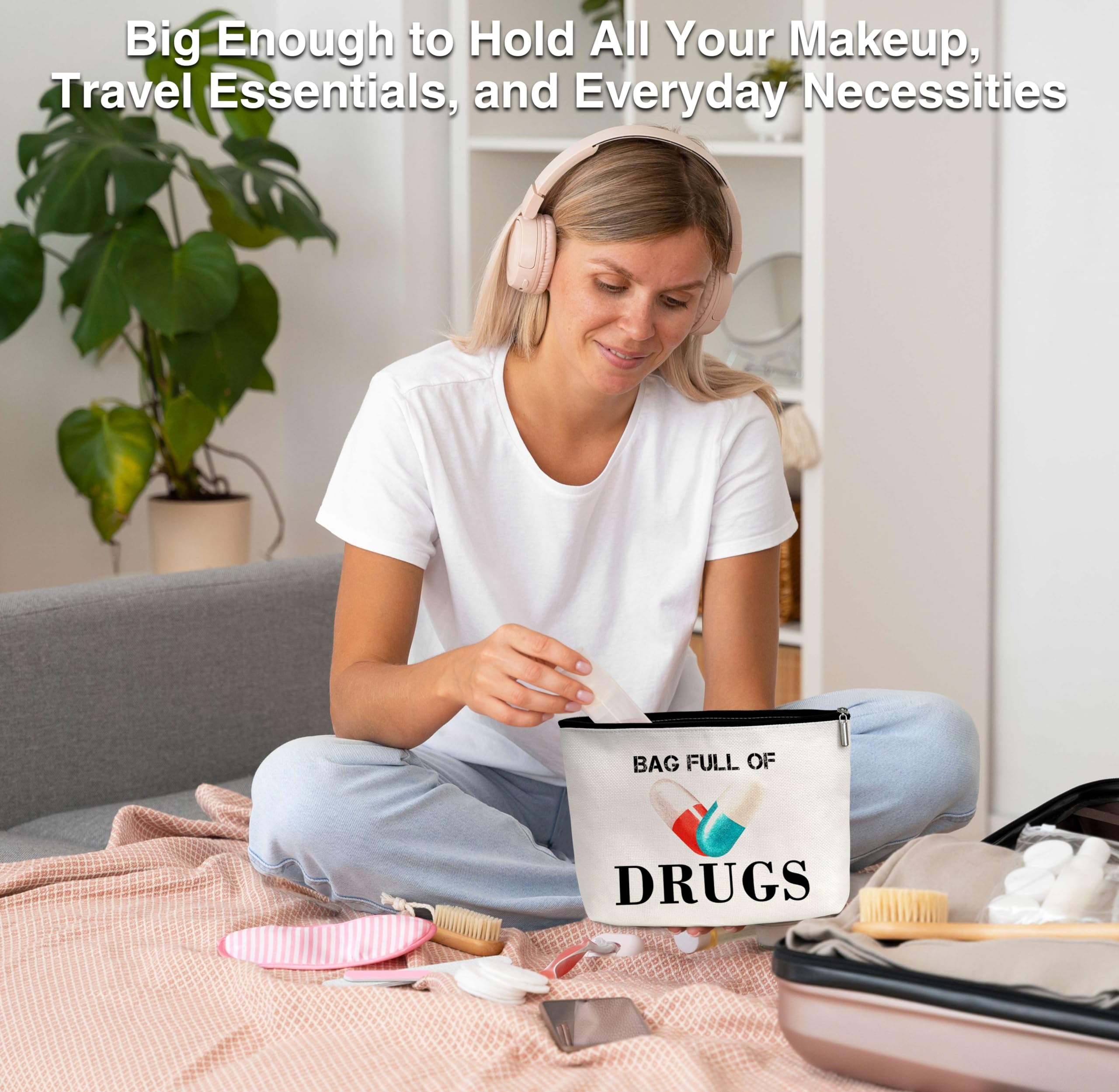 Funny Nurse Makeup Bag for Women - Medicine Pouch & Pill Storage - Perfect for Work & Travel