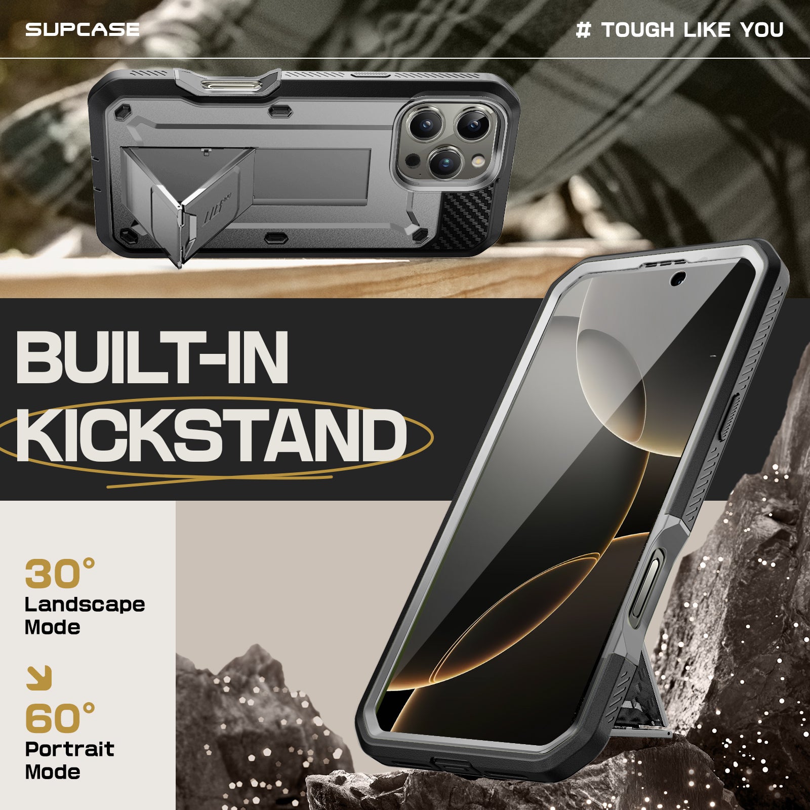 iPhone 16 Pro 6.3 inch Unicorn Beetle Pro Rugged Case - Titan Gray | Heavy Duty Protection for Outdoor, Work & Travel | Shockproof & Drop Proof Phone Cover