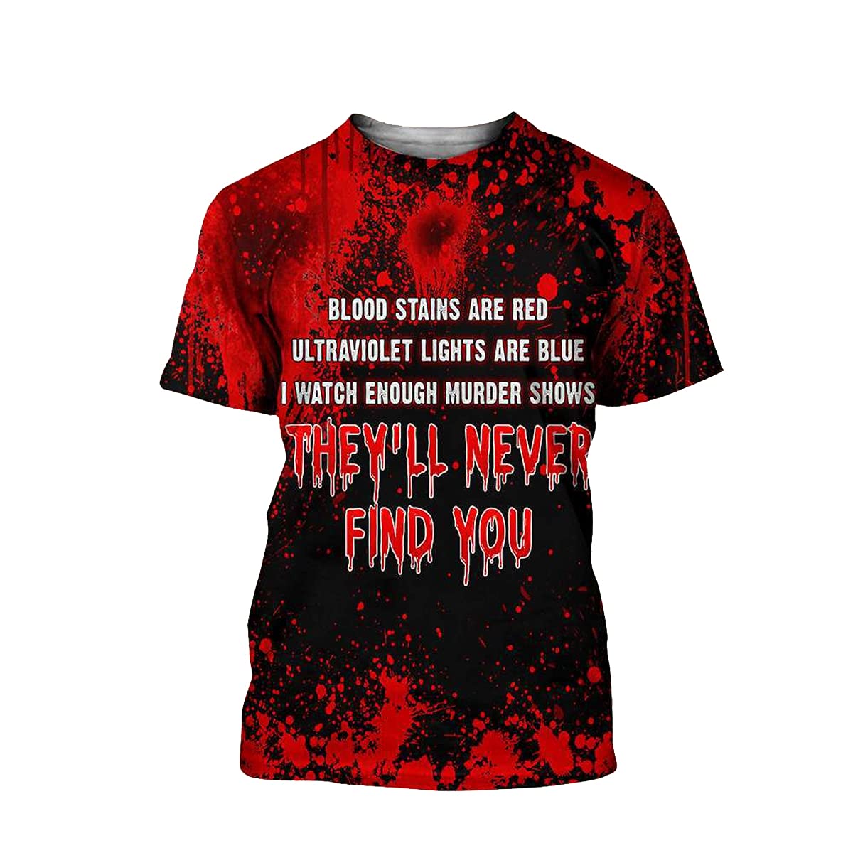 Horror Movie Halloween T-Shirt for Lovers - Blood Stain All Over Print Costume Tee | Scary Movie Night, Halloween Party Outfit