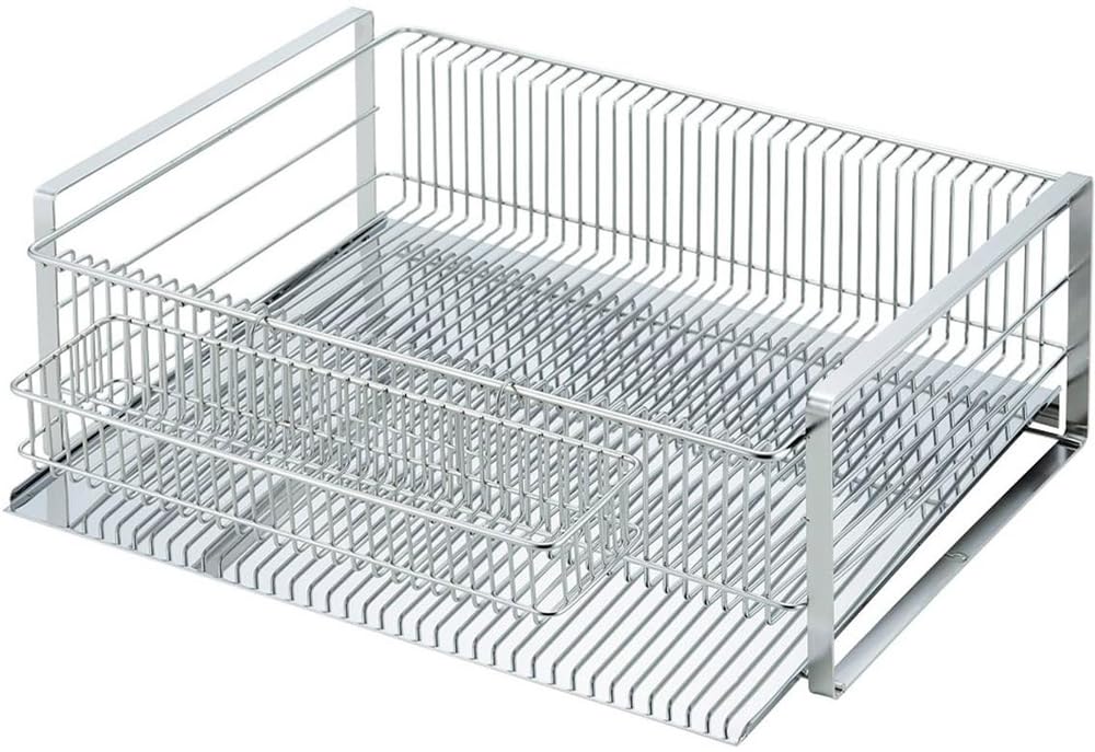 Shimomura Kihan 35730 Tsubame Sanjo Stainless Steel Drainer Rack - Wide Vertical Stand with Chopsticks Rest | Kitchen Countertop Organizer | Made in Japan | Perfect for Dish Drying & Utensil Storage