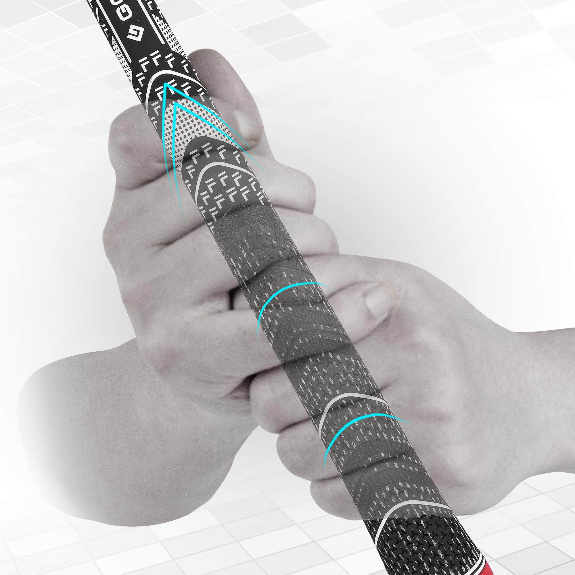 Gowolf 2024 New Cross Corded Rubber Golf Grips - 13 Pack with Free 15 Tapes | Multi-Compound Hybrid Golf Club Grips for Improved Control & Back Rib Design | Perfect for Driving Range Practice & Tournament Play