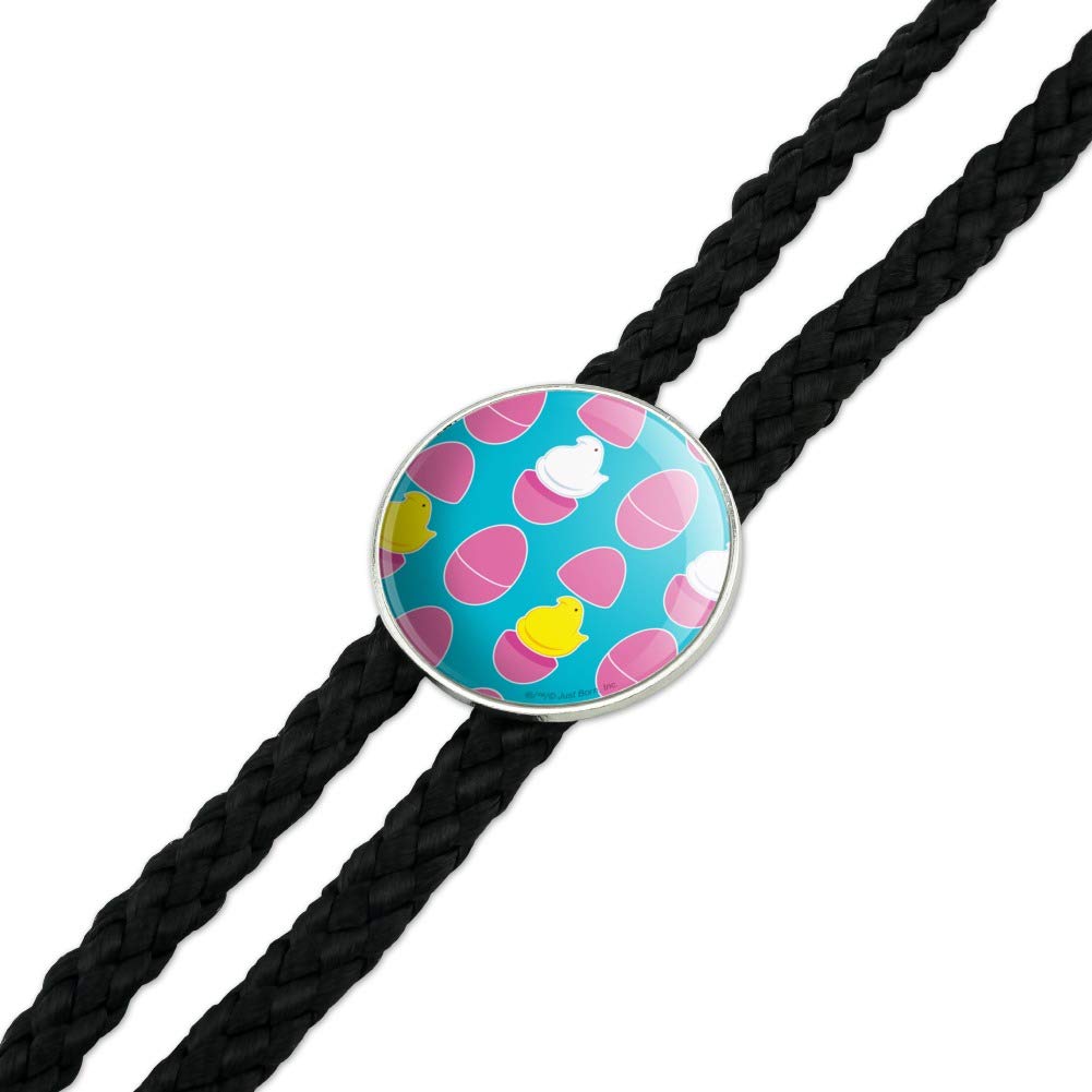 Western Cowboy Bolo Tie with Peeps Hatching Easter Eggs Design - Southwestern Style Necktie for Men | Perfect for Easter, Rodeo, and Country Western Events