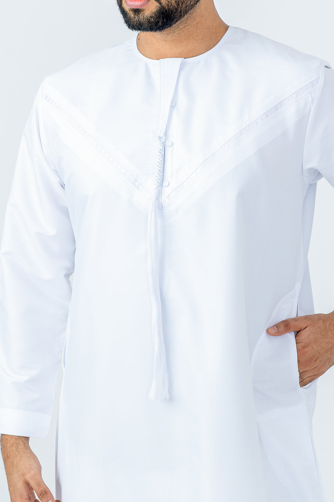 Premium White Emirati Thobe for Men - Traditional Arabic Robe - Perfect for Eid, Weddings & Special Occasions