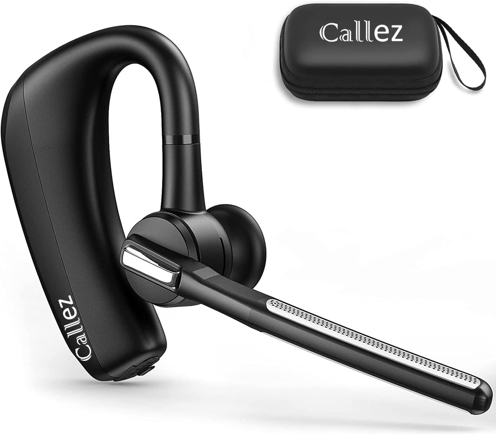 Wireless Bluetooth Headset for iPhone & Android Phones - V5.0 Earpiece with CVC8.0 Noise Cancellation, Dual Mic, Mute/Volume Controls - Hands-Free Headset for Truckers, Office, Business Calls & Online Meetings