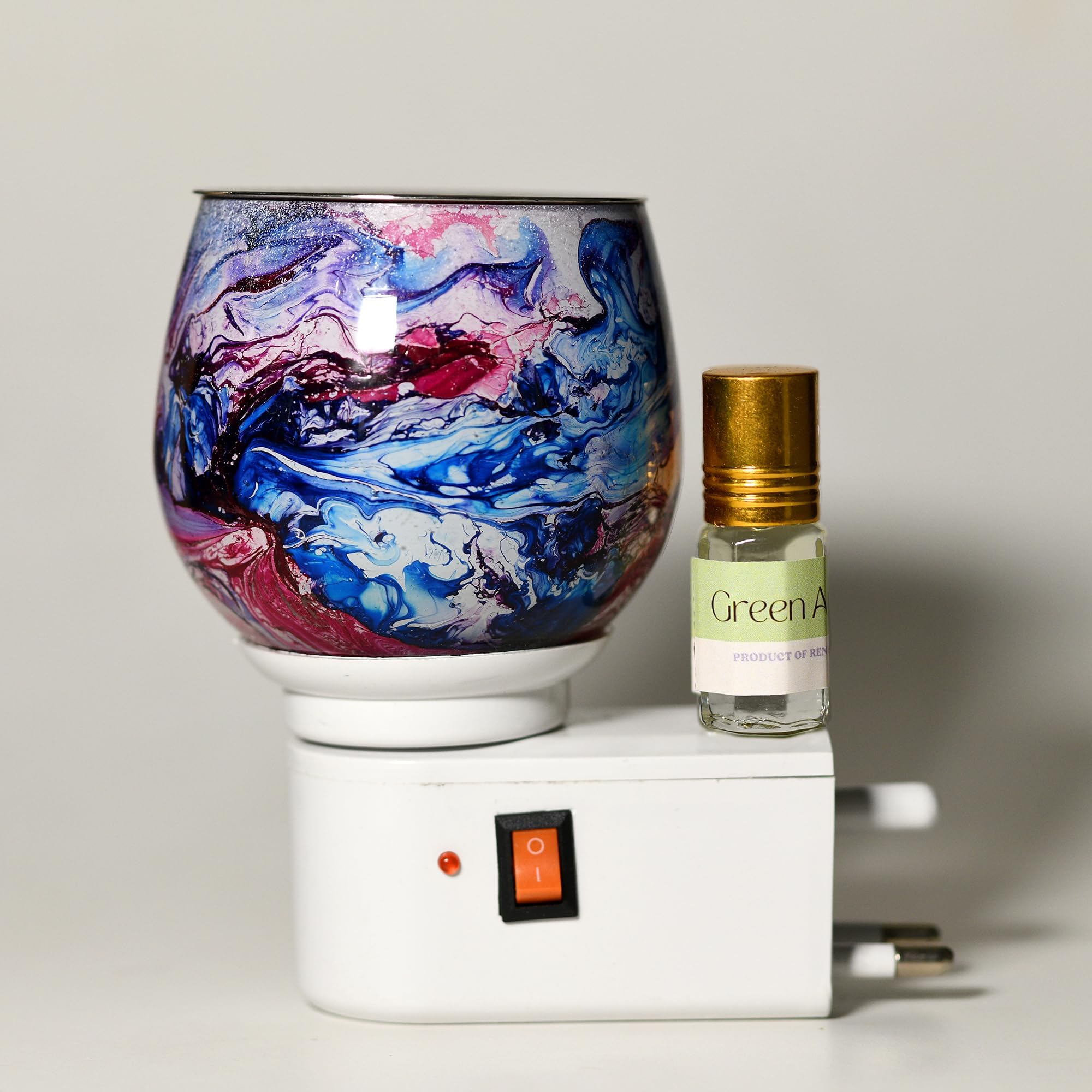 Premium Ceramic Aroma Diffuser with Essential Oils - Multi-Functional Kapoor Dani Night Lamp & Camphor Burner for Home Fragrance (Includes Free 100ml Aroma Oil) - Design 3, Medium Size | Perfect for Bedroom, Yoga Studio & Aromatherapy Sessions