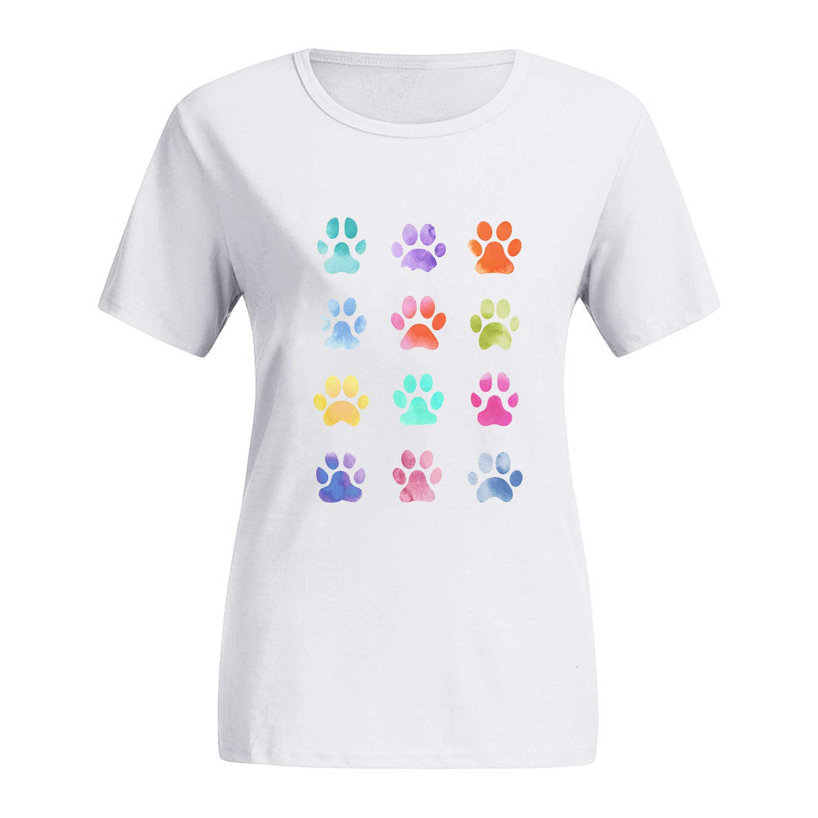 Women's White Graphic Print Short Sleeve Crewneck T-Shirt - Casual Summer Fall Blouse Tee for Women - X-Large Size - Perfect for Daily Wear, Weekend Outings & Casual Office Looks