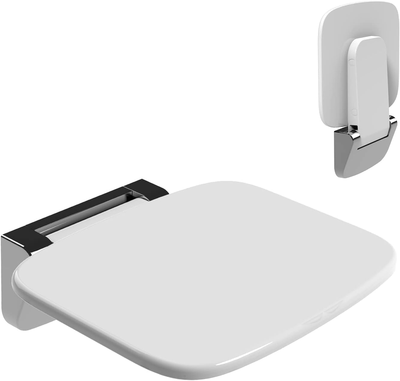 GOVITA Foldable Shower Seat - Wall Mounted Bathroom Shower Bench, White, 130kg/286lbs Weight Capacity - Ideal for Elderly, Disabled & Post-Surgery Bathroom Safety