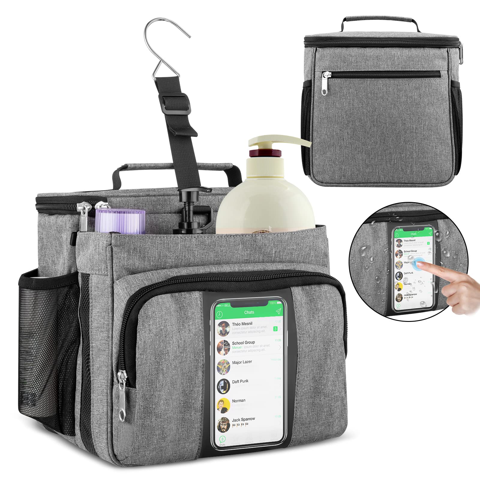 Bukere Portable Shower Caddy - Waterproof Hanging Toiletry Bag for College Dorm, Travel, Gym & Camp | Compact Shower Organizer with Multiple Pockets | Perfect for Students, Outdoor Adventures & Daily Use